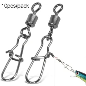 10pcs /Pack Stainless Steel Fishing Connector Bearing Rolling Swivel Connector Fishing Gear Accessories(12(17mm))