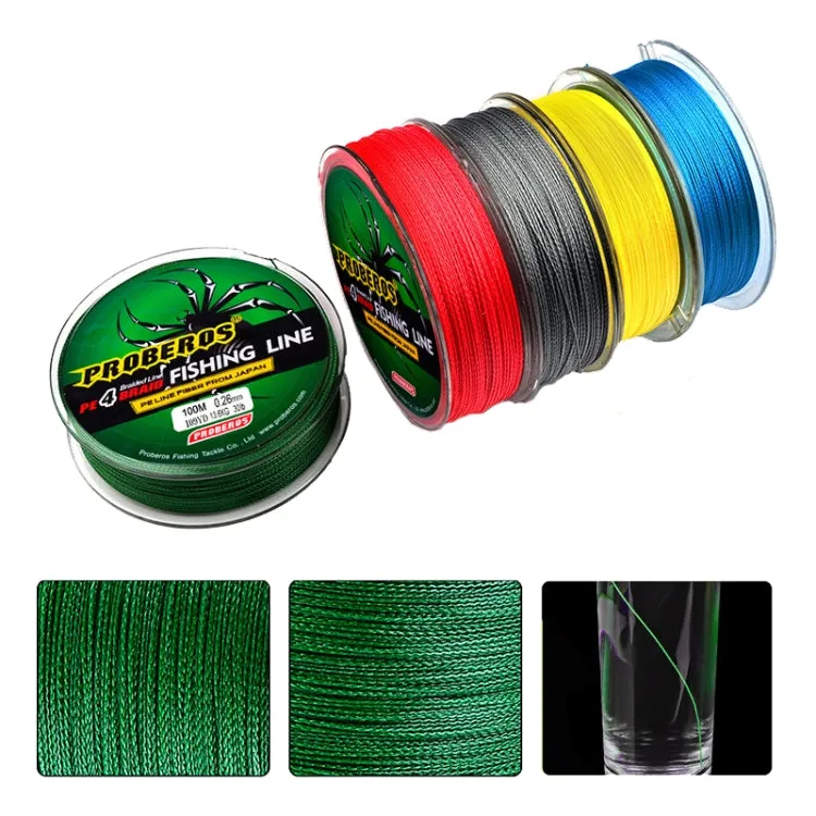 2 PCS PROBEROS 4 Edited 100M Strong Horse Fish Line, Line number: 0.6 / 8LB(Grey)