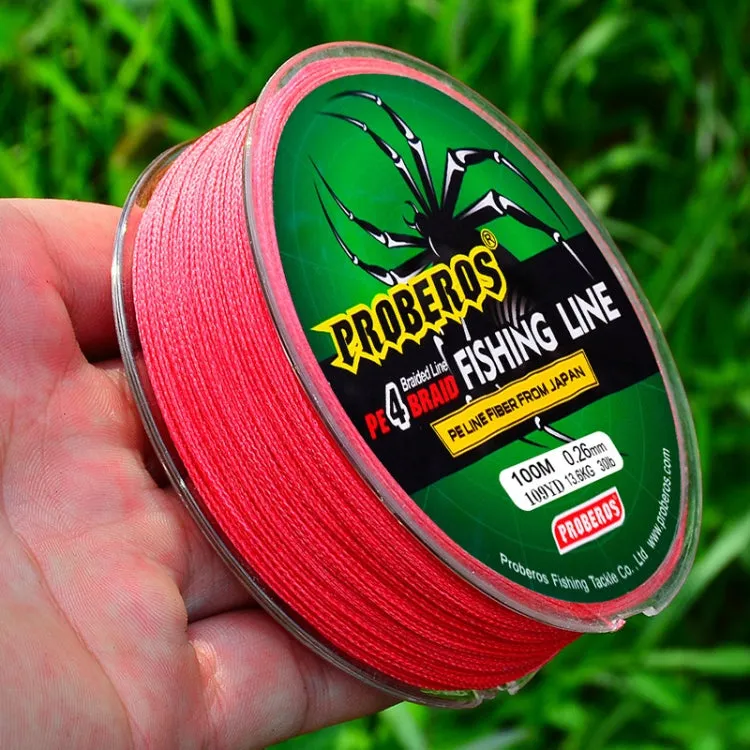 2 PCS PROBEROS 4 Edited 100M Strong Horse Fish Line, Line number: 1.0 / 15LB(Grey)