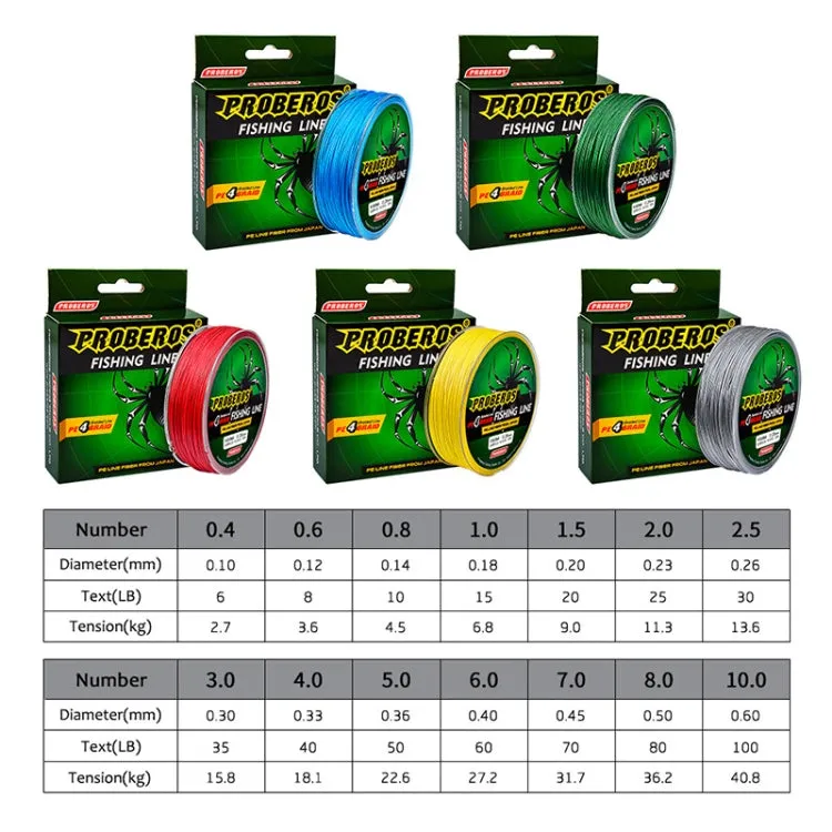 2 PCS PROBEROS 4 Edited 100M Strong Horse Fish Line, Line number: 2.0 / 25LB(Yellow)