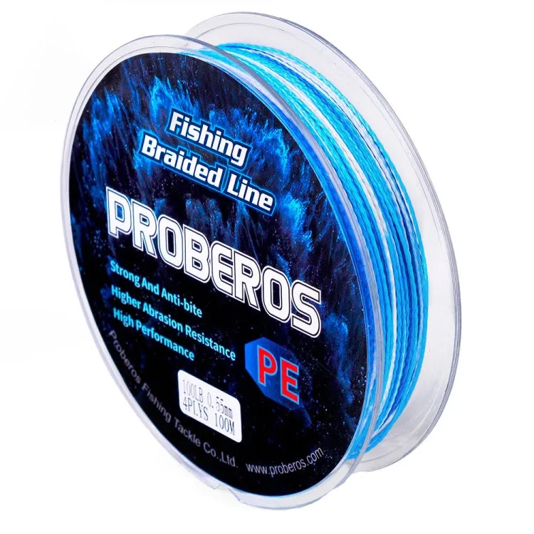 2 PCS PROBEROS 4 Edits 100M Strong Horse Fish Line, Line number: 1.5 / 20LB(Blue)