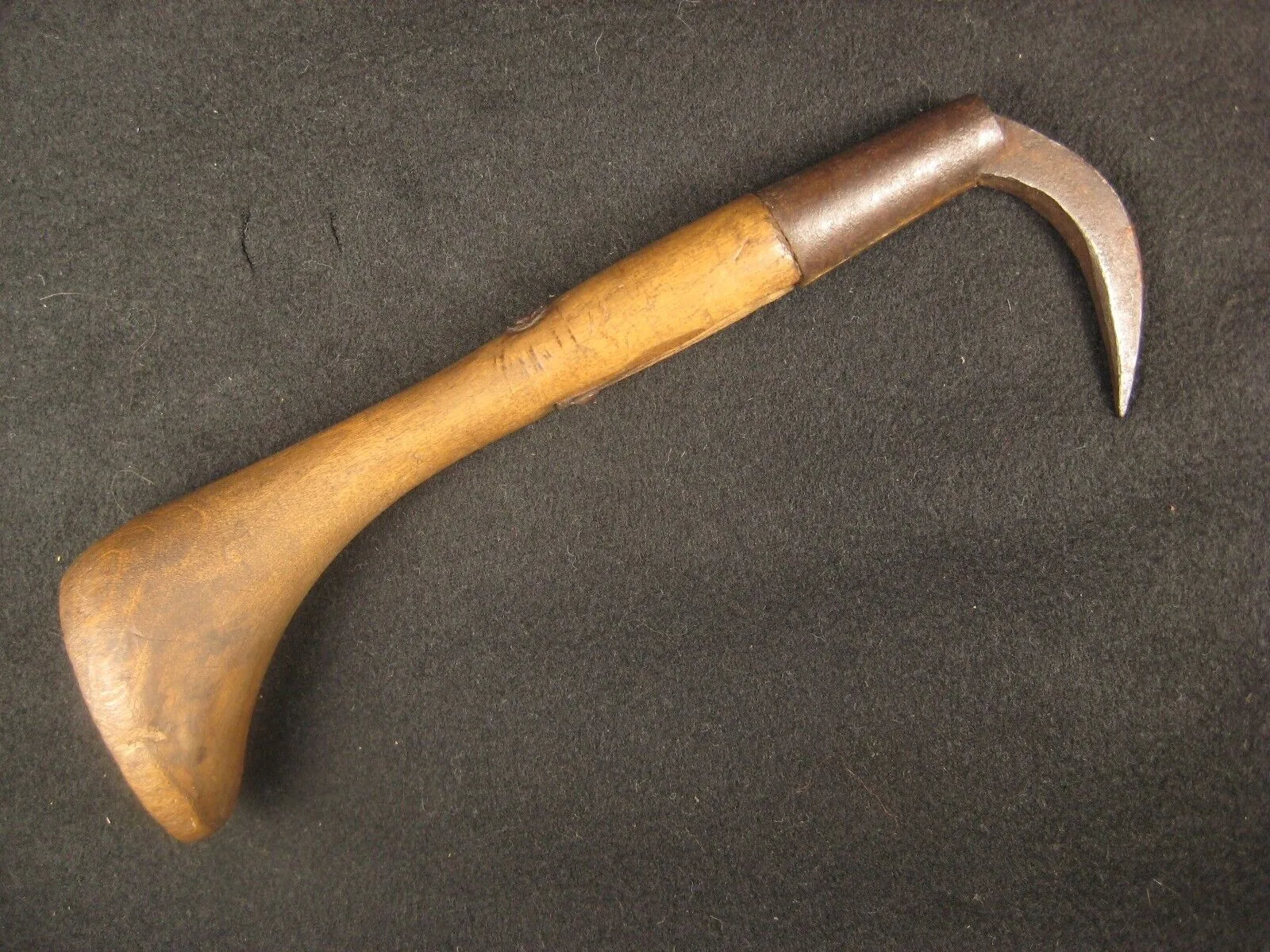 Antique Japanese  Signed Forged  Iron  Gaff With Hinoki Wood Handle