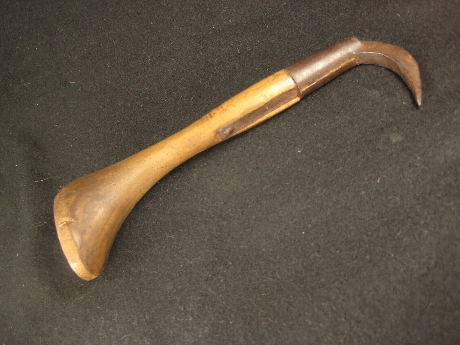 Antique Japanese  Signed Forged  Iron  Gaff With Hinoki Wood Handle