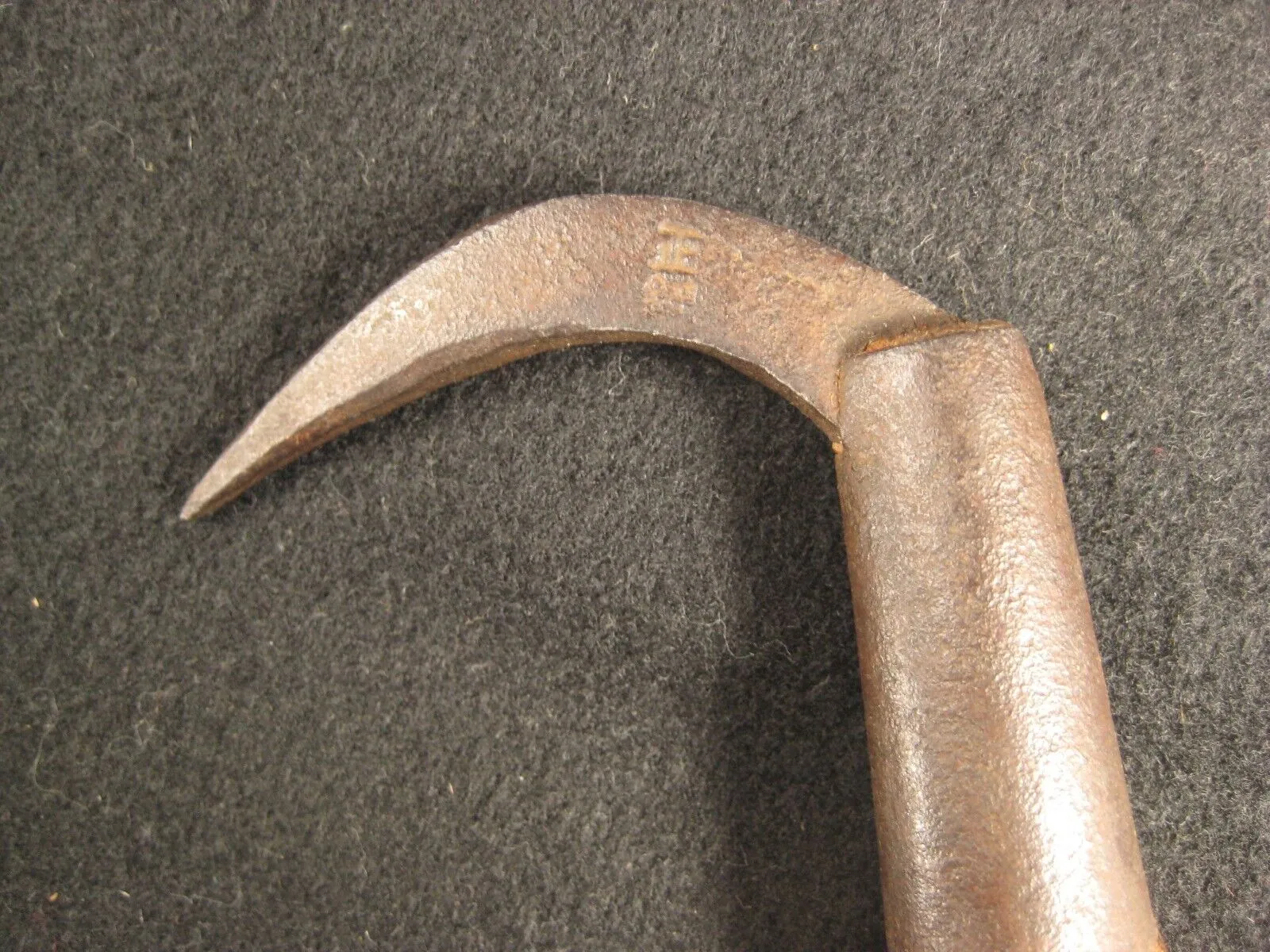 Antique Japanese  Signed Forged  Iron  Gaff With Hinoki Wood Handle