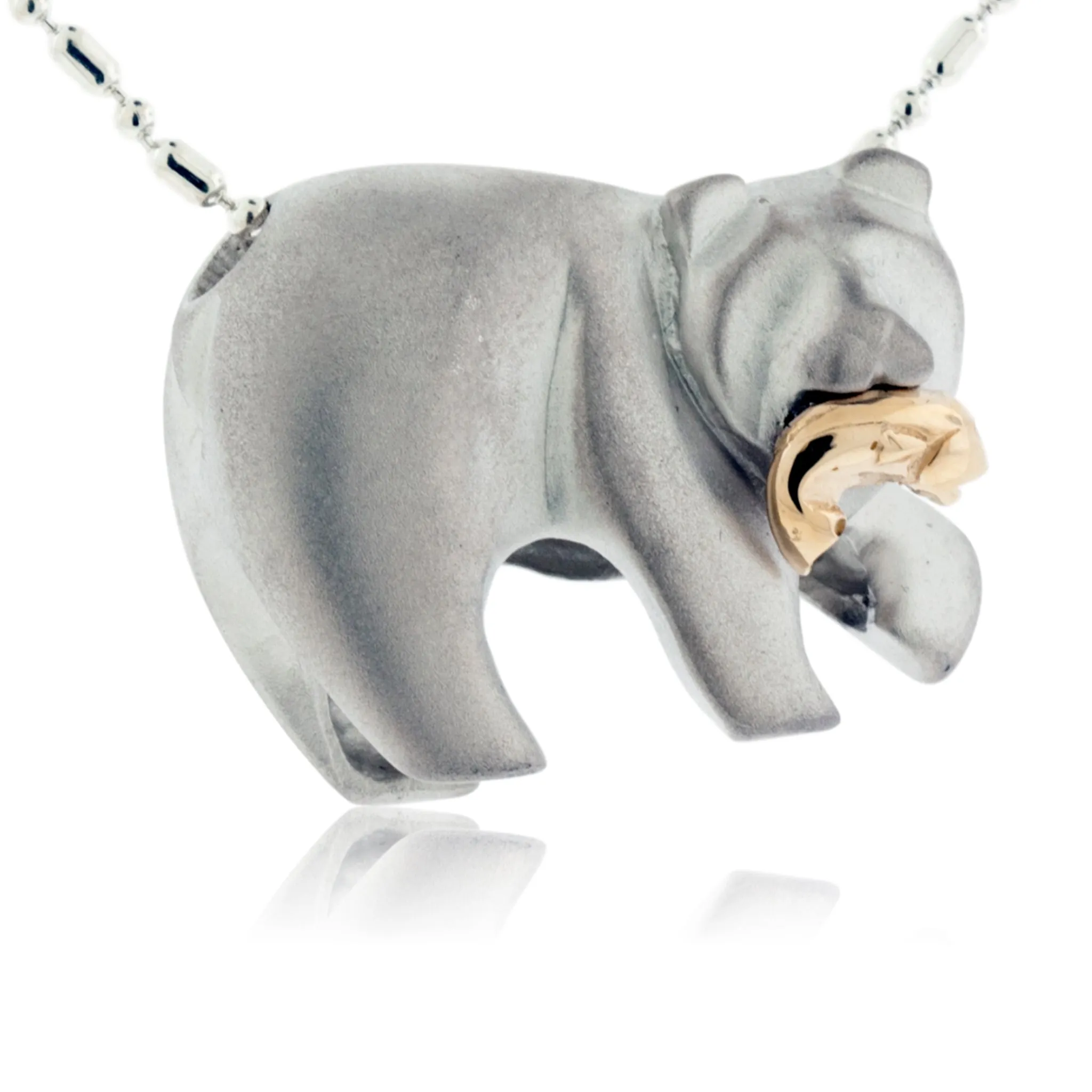 Bear Gone Fishing Sterling Silver Necklace Large