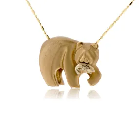 Bear Gone Fishing Sterling Silver Necklace Large