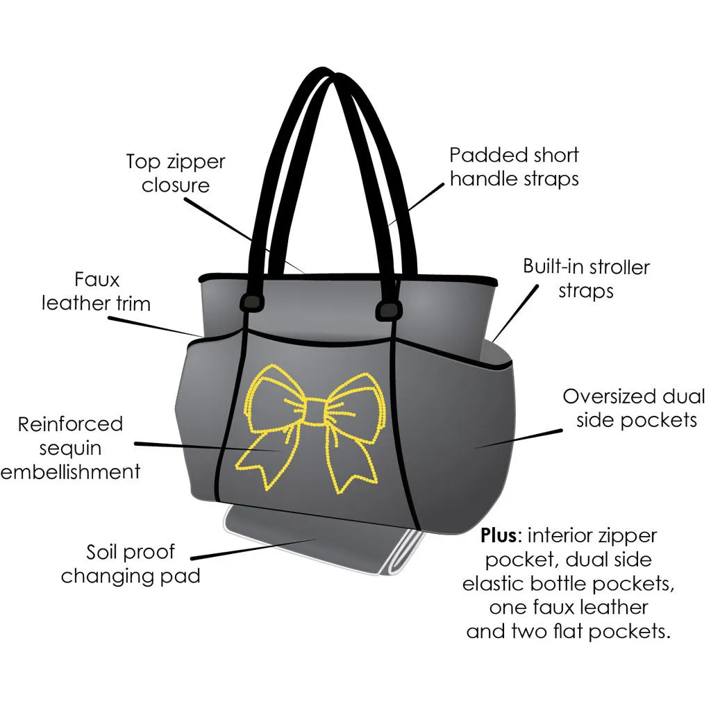 Bow Sequin Zipper Tote