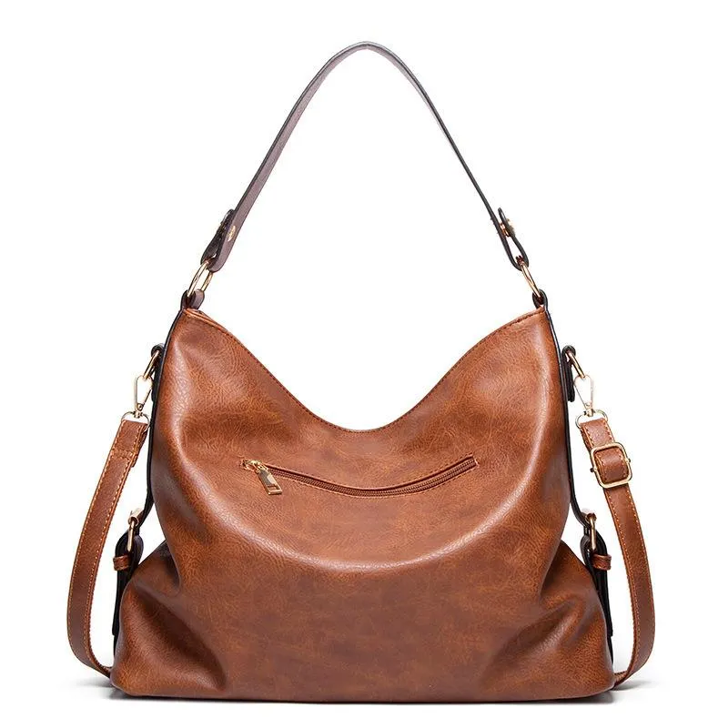 Causal Hobo Bag for Women Vegan Leather With Crossbody Long Strap in Tan, Blue, Grey, Black