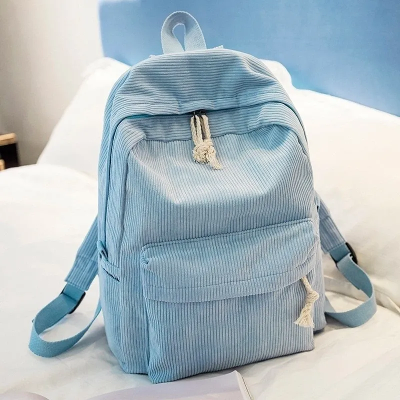 Corduroy Backpack School Backpack for Teenage