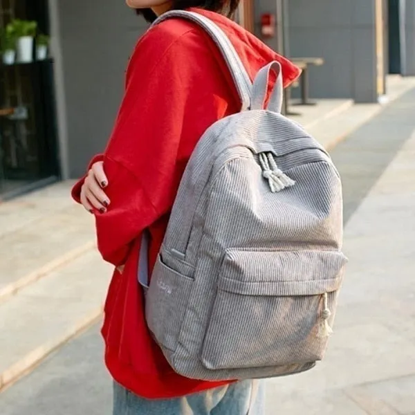 Corduroy Backpack School Backpack for Teenage