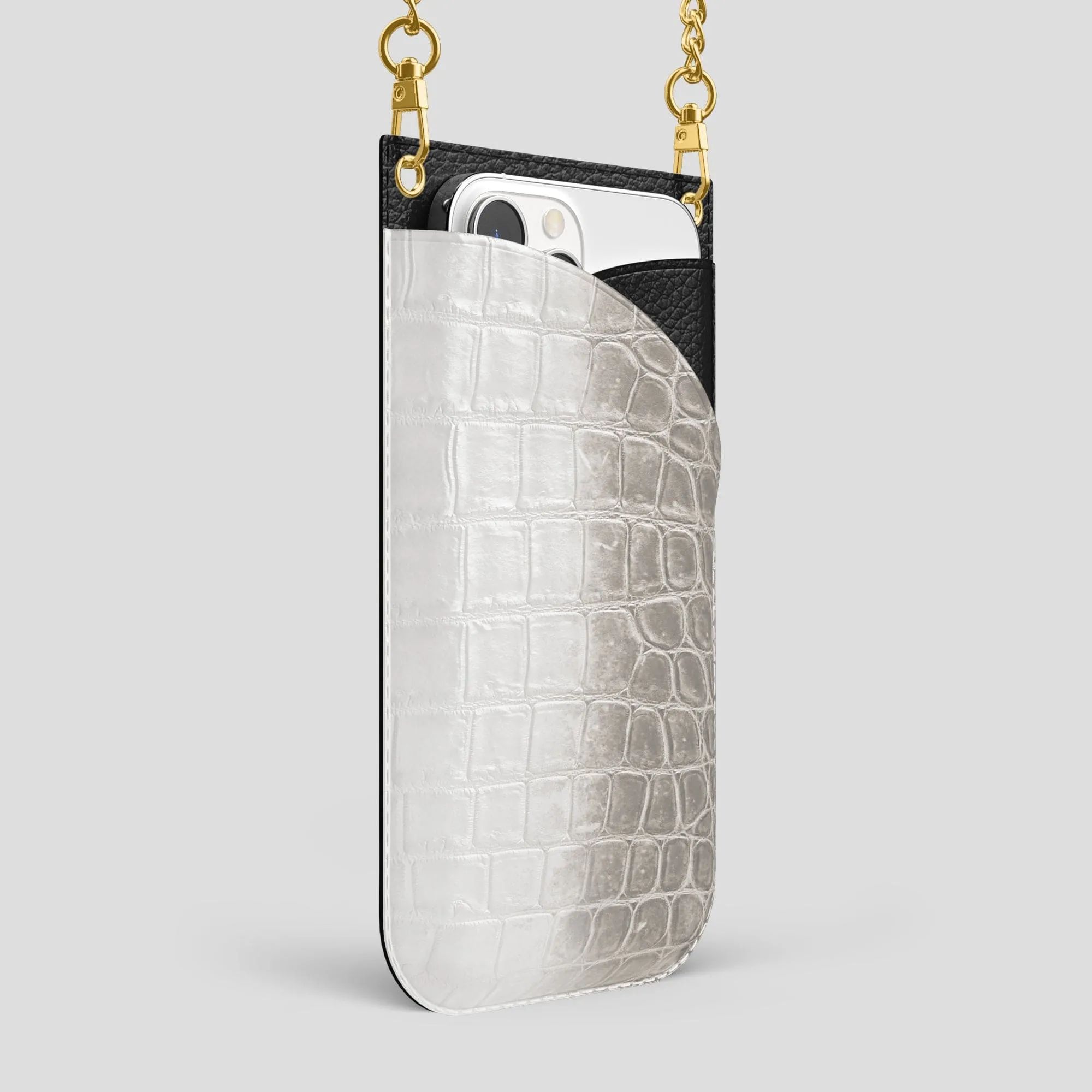 Crossbody Bag For iPhone 14 Pro Max In Himalayan Crocodile