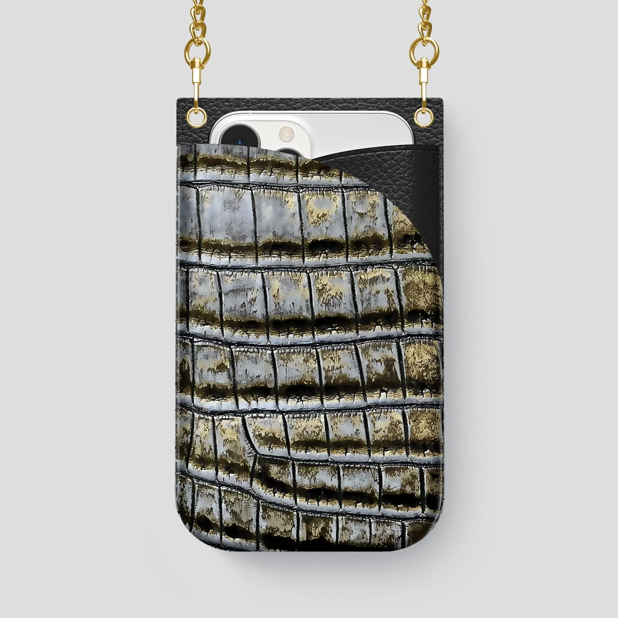 Crossbody Bag For iPhone 14 Pro Max In Himalayan Crocodile