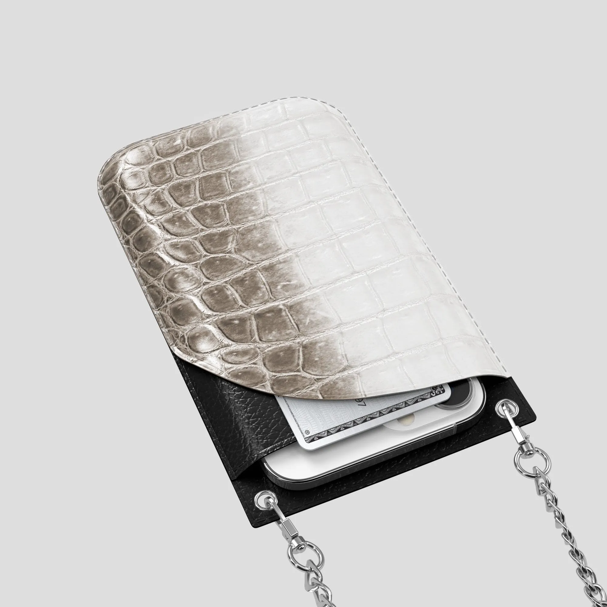 Crossbody Bag For iPhone 14 Pro Max In Himalayan Crocodile