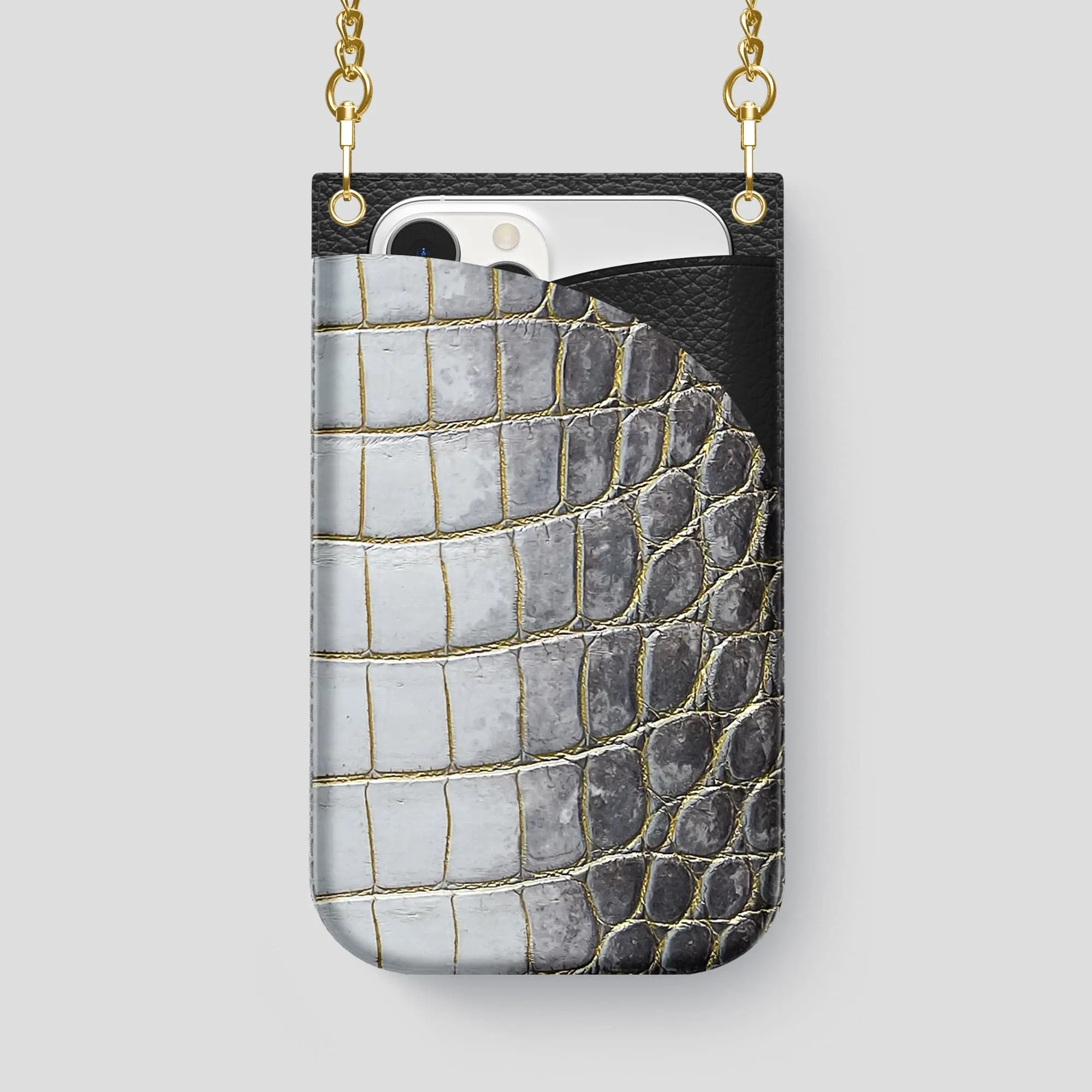 Crossbody Bag For iPhone 14 Pro Max In Himalayan Crocodile