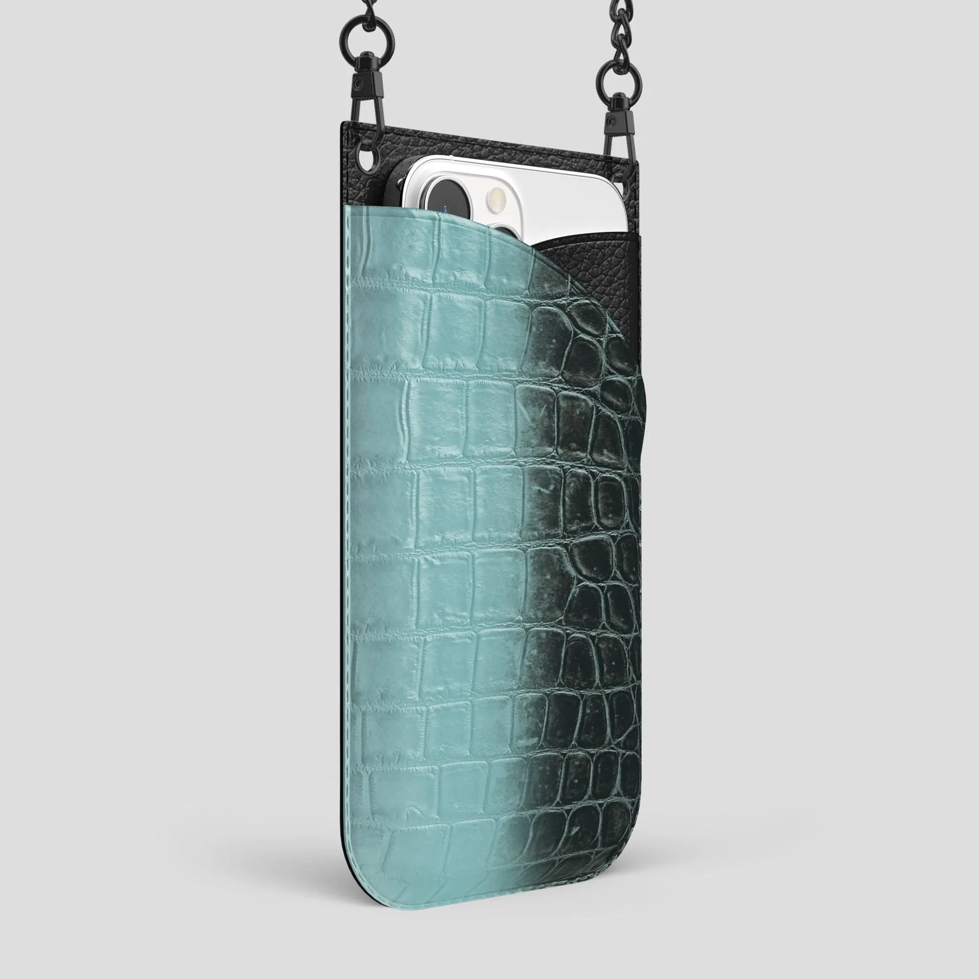Crossbody Bag For iPhone 14 Pro Max In Himalayan Crocodile