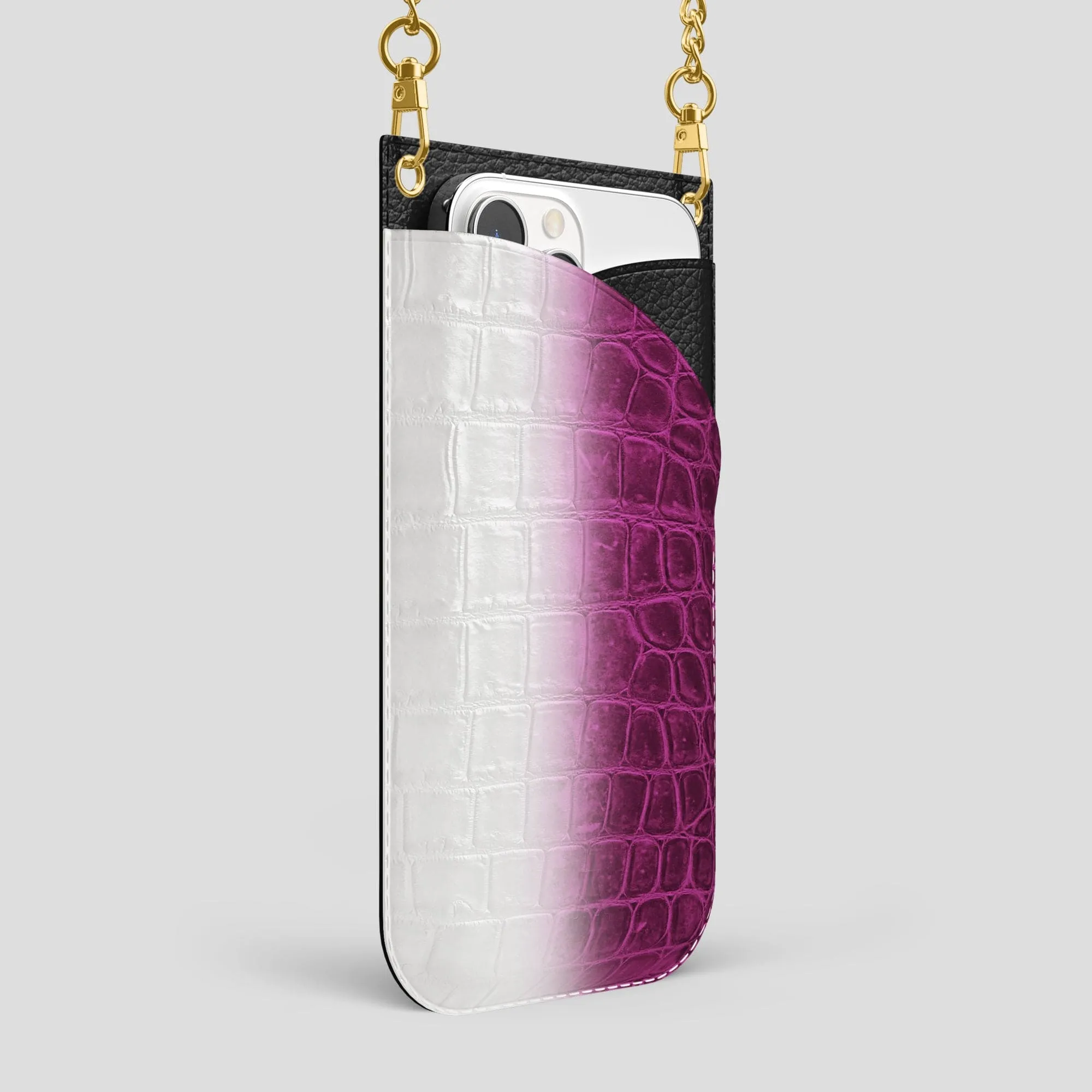 Crossbody Bag For iPhone 14 Pro Max In Himalayan Crocodile