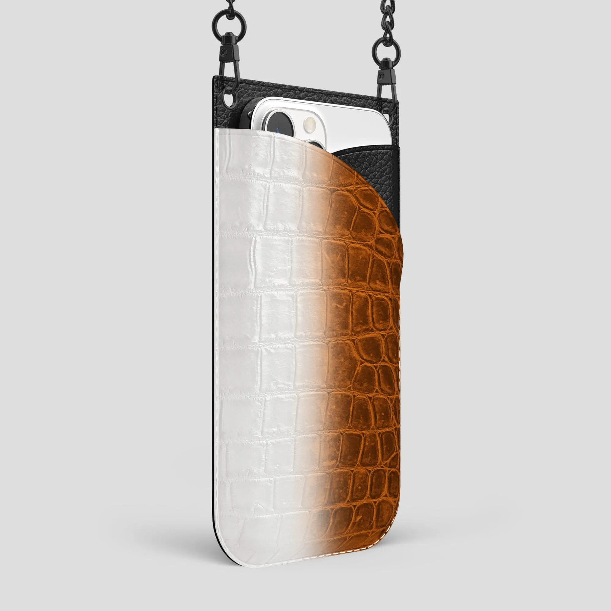Crossbody Bag For iPhone 14 Pro Max In Himalayan Crocodile