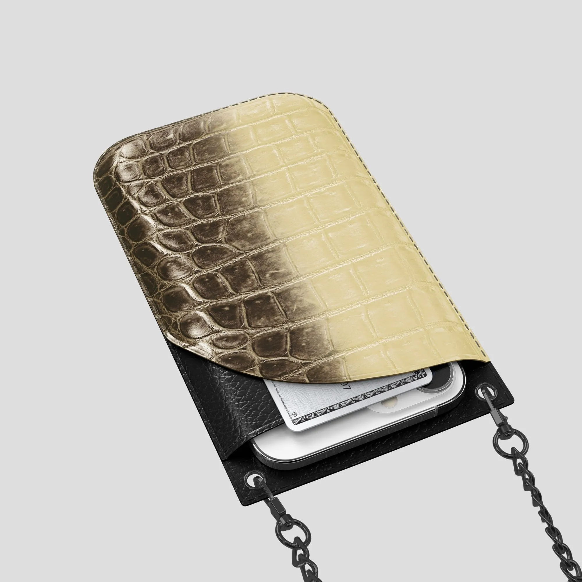 Crossbody Bag For iPhone 14 Pro Max In Himalayan Crocodile