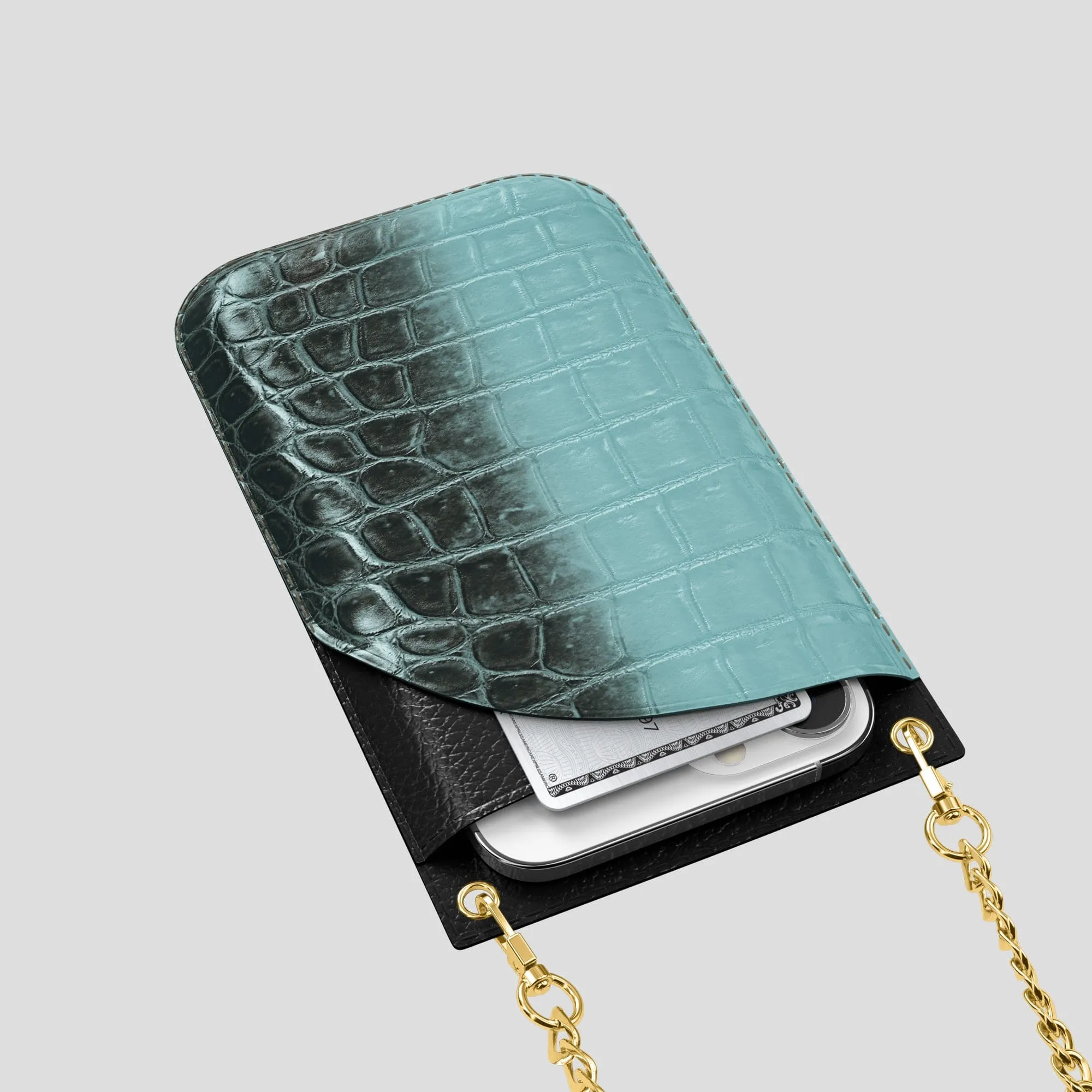 Crossbody Bag For iPhone 14 Pro Max In Himalayan Crocodile