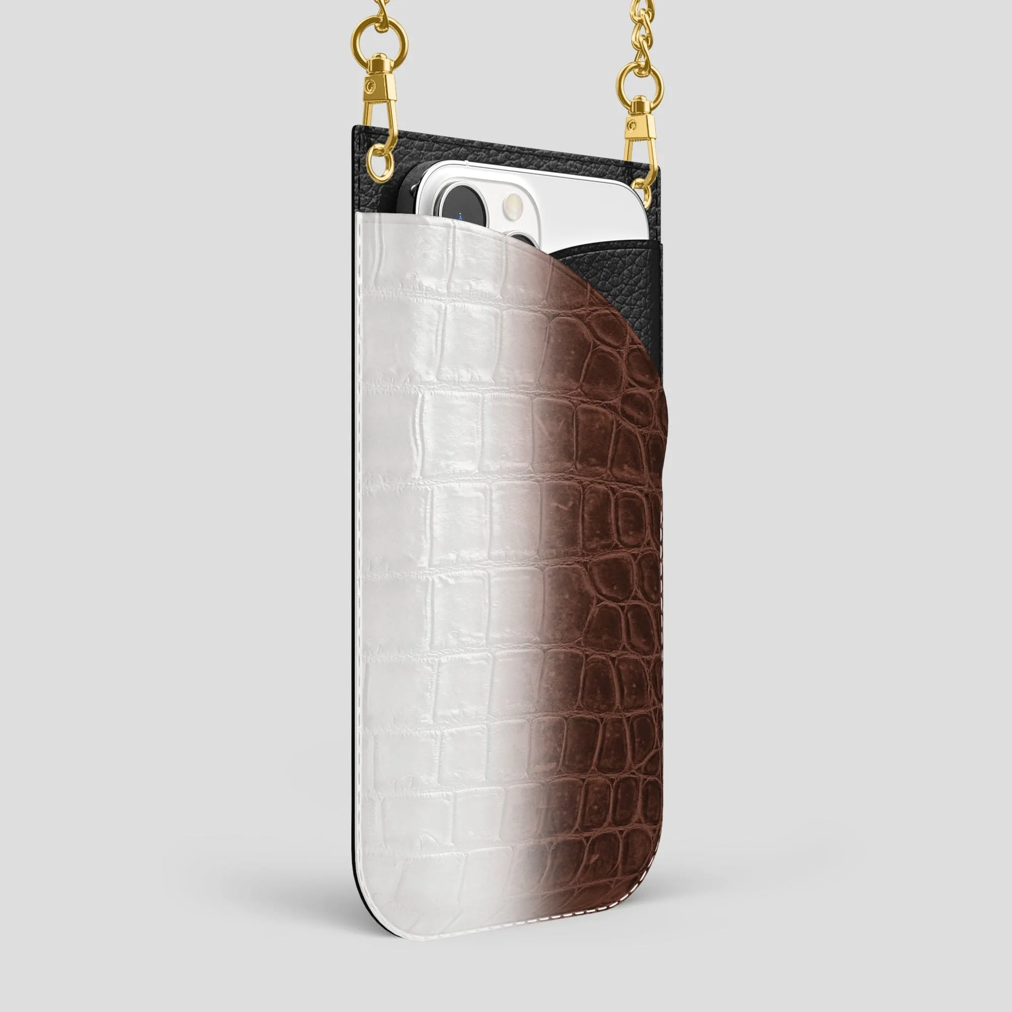 Crossbody Bag For iPhone 14 Pro Max In Himalayan Crocodile