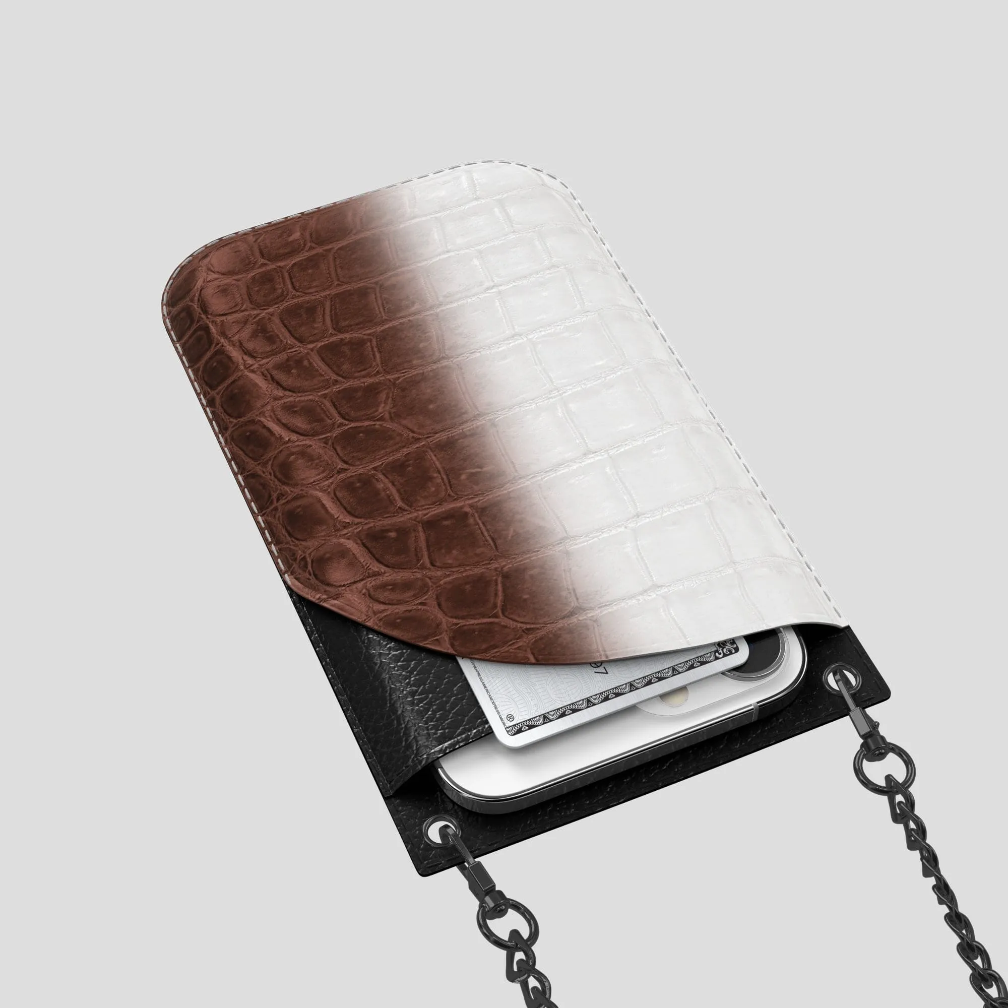 Crossbody Bag For iPhone 14 Pro Max In Himalayan Crocodile