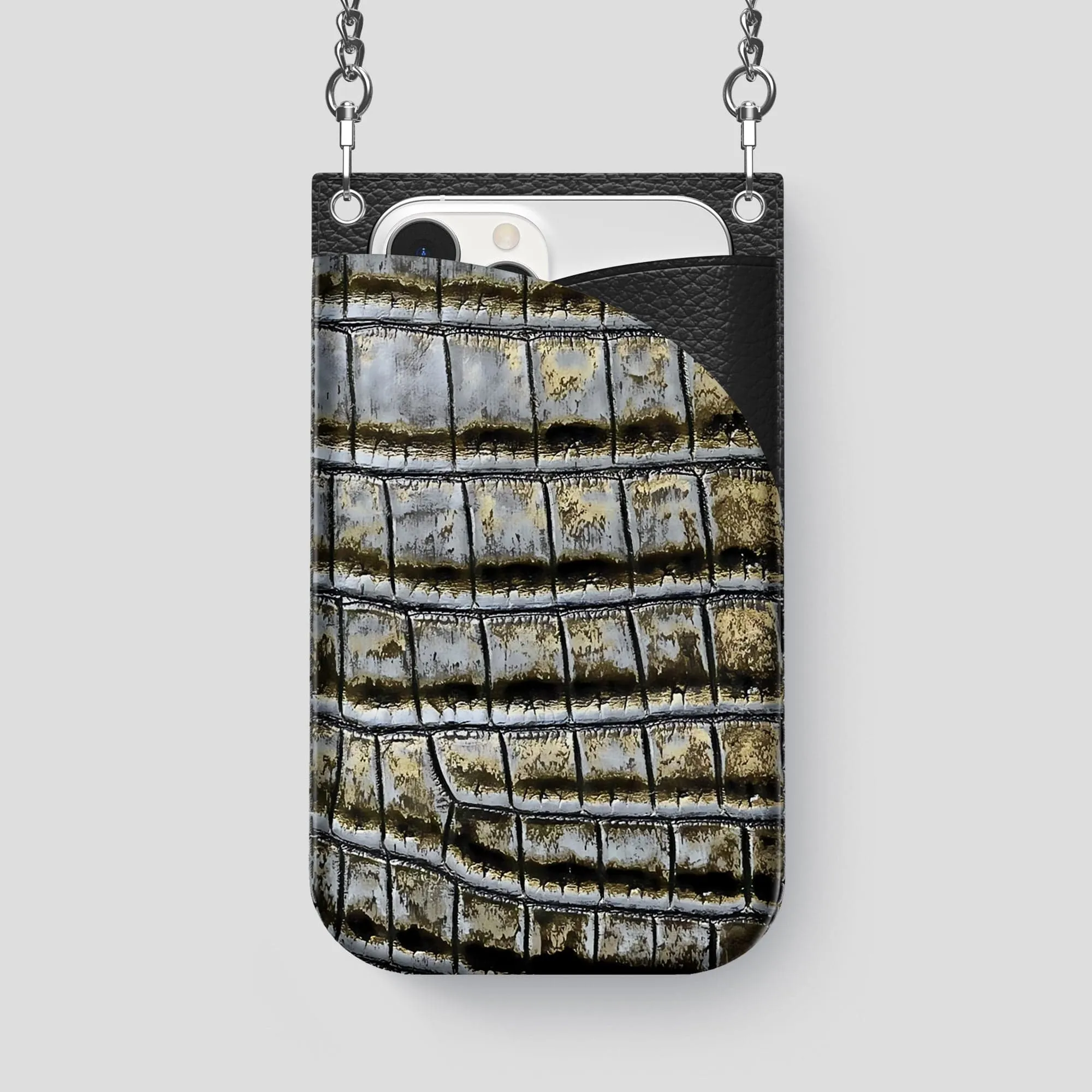 Crossbody Bag For iPhone 14 Pro Max In Himalayan Crocodile