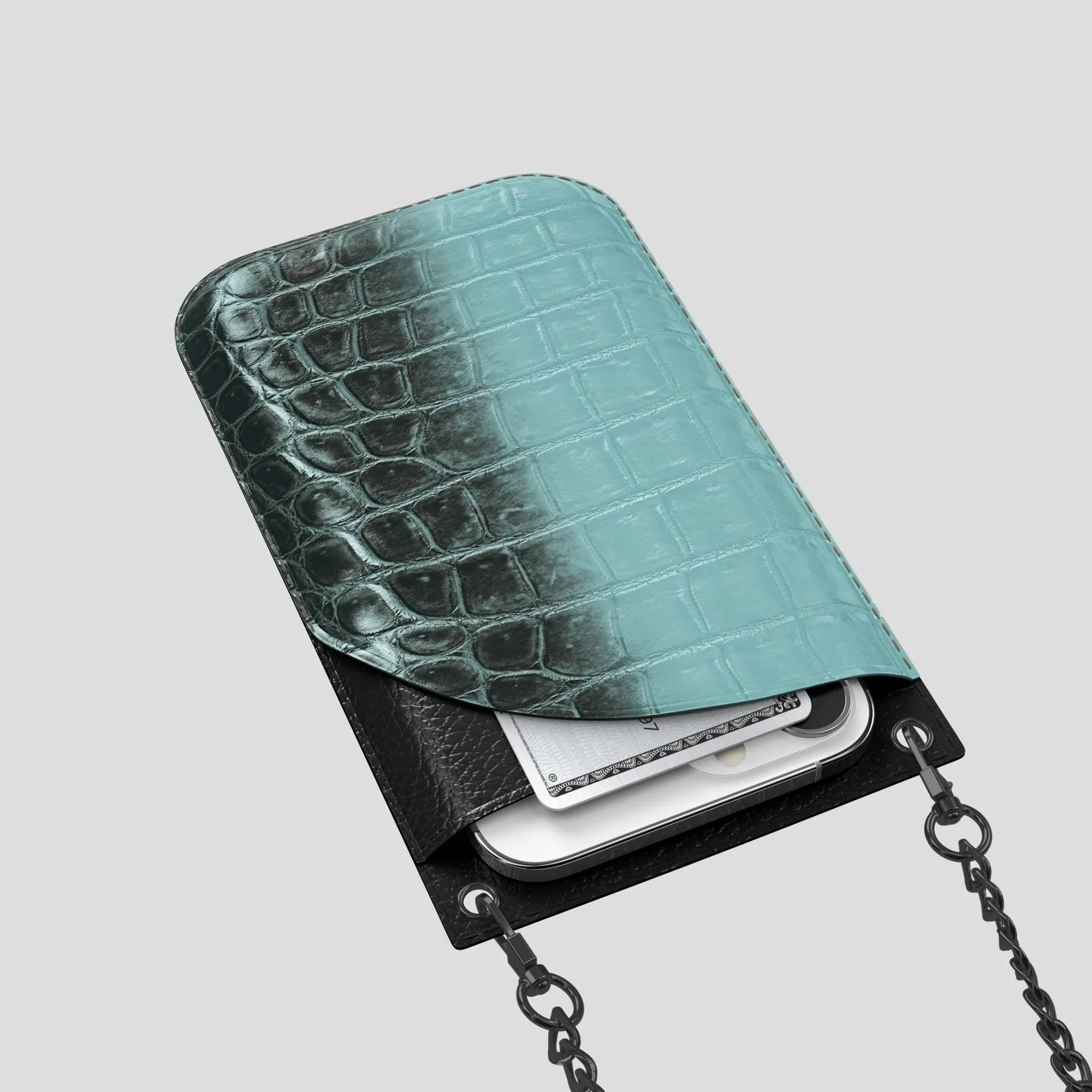 Crossbody Bag For iPhone 14 Pro Max In Himalayan Crocodile