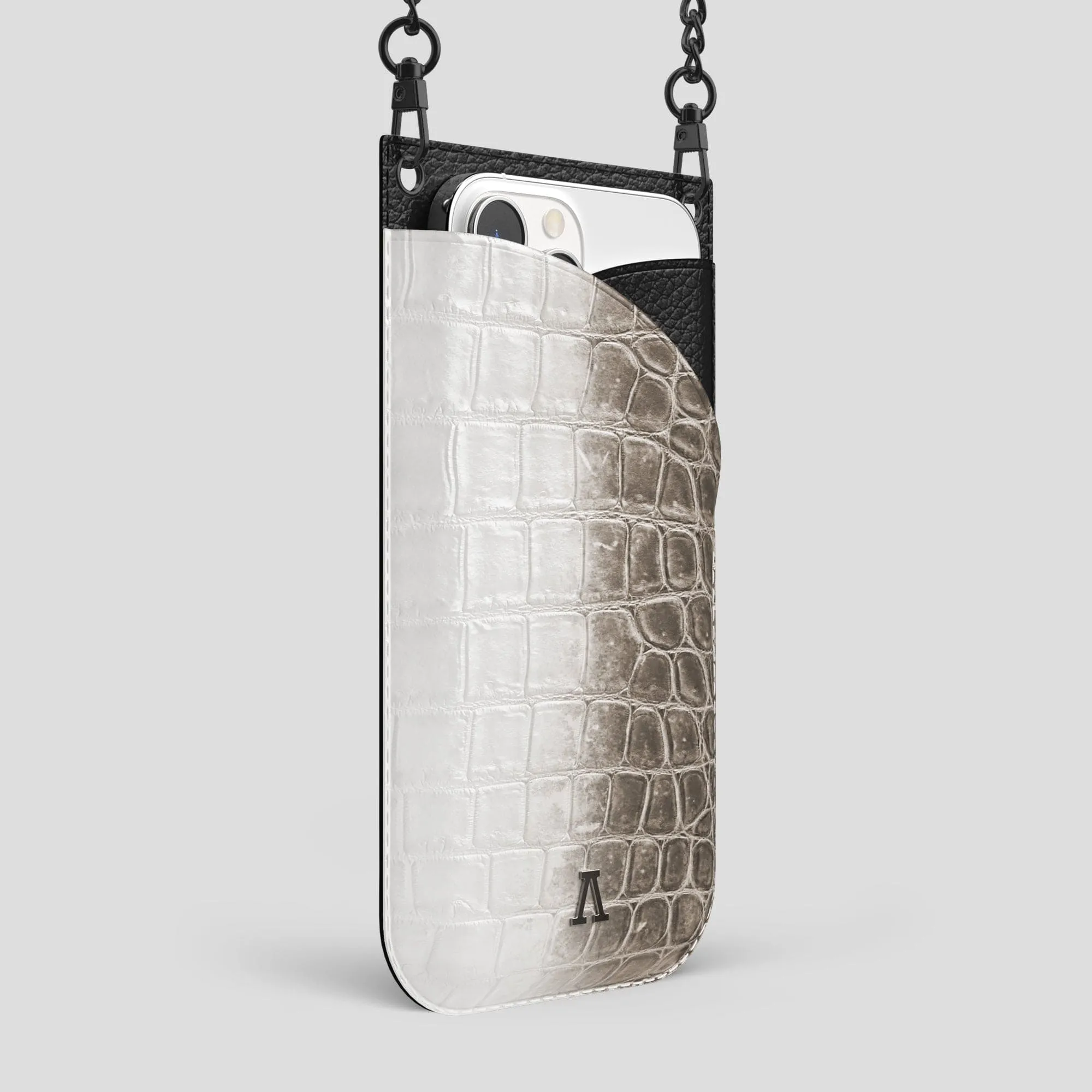 Crossbody Bag For iPhone 14 Pro Max In Himalayan Crocodile