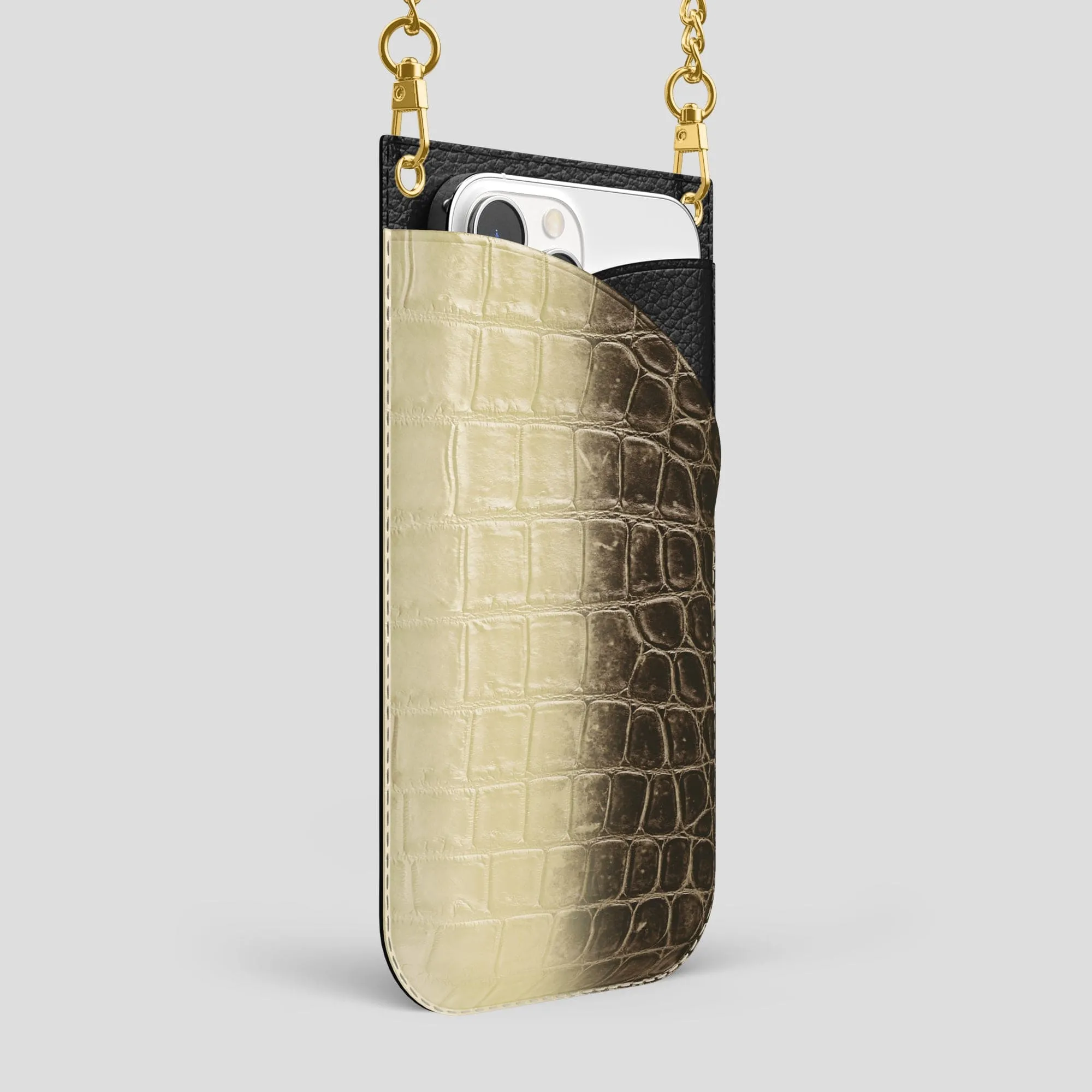 Crossbody Bag For iPhone 14 Pro Max In Himalayan Crocodile