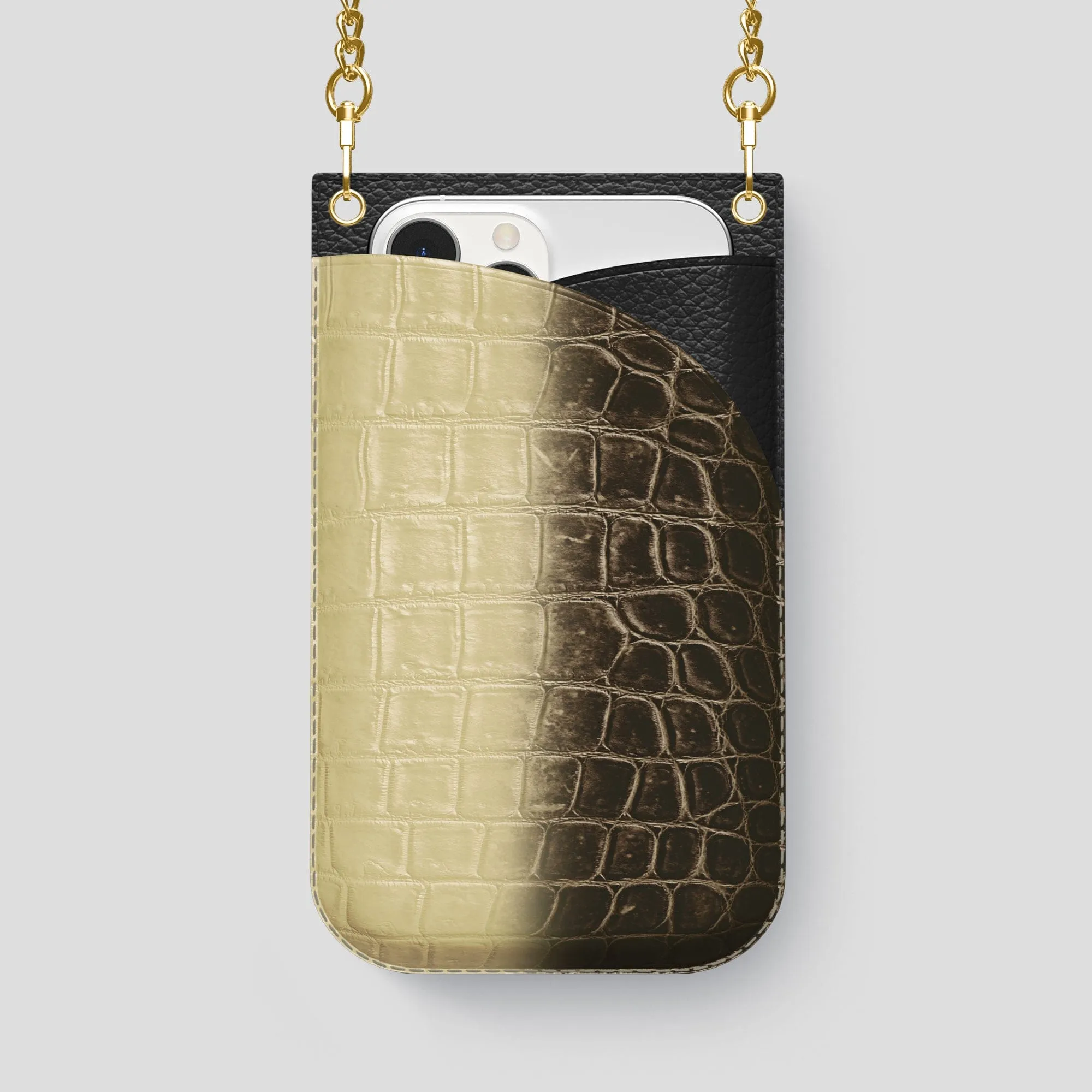 Crossbody Bag For iPhone 14 Pro Max In Himalayan Crocodile