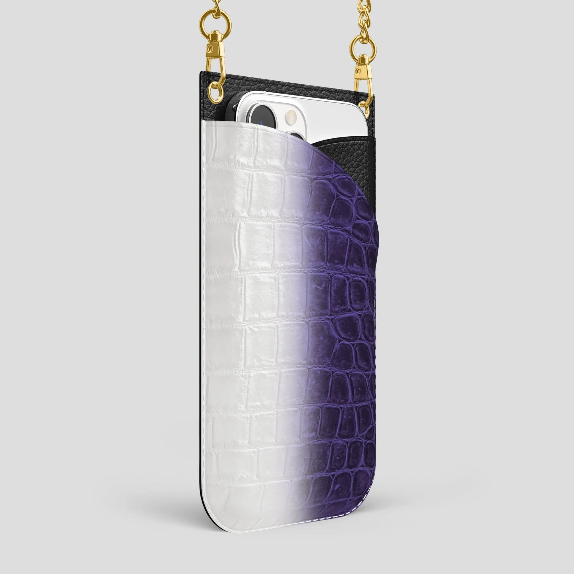 Crossbody Bag For iPhone 14 Pro Max In Himalayan Crocodile