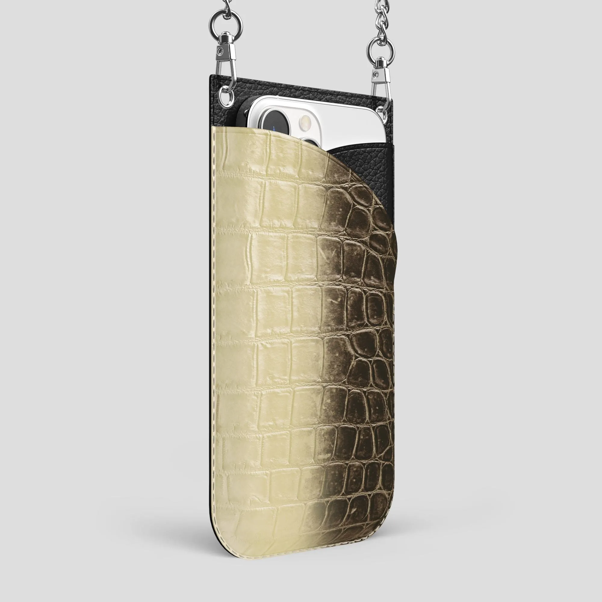 Crossbody Bag For iPhone 14 Pro Max In Himalayan Crocodile