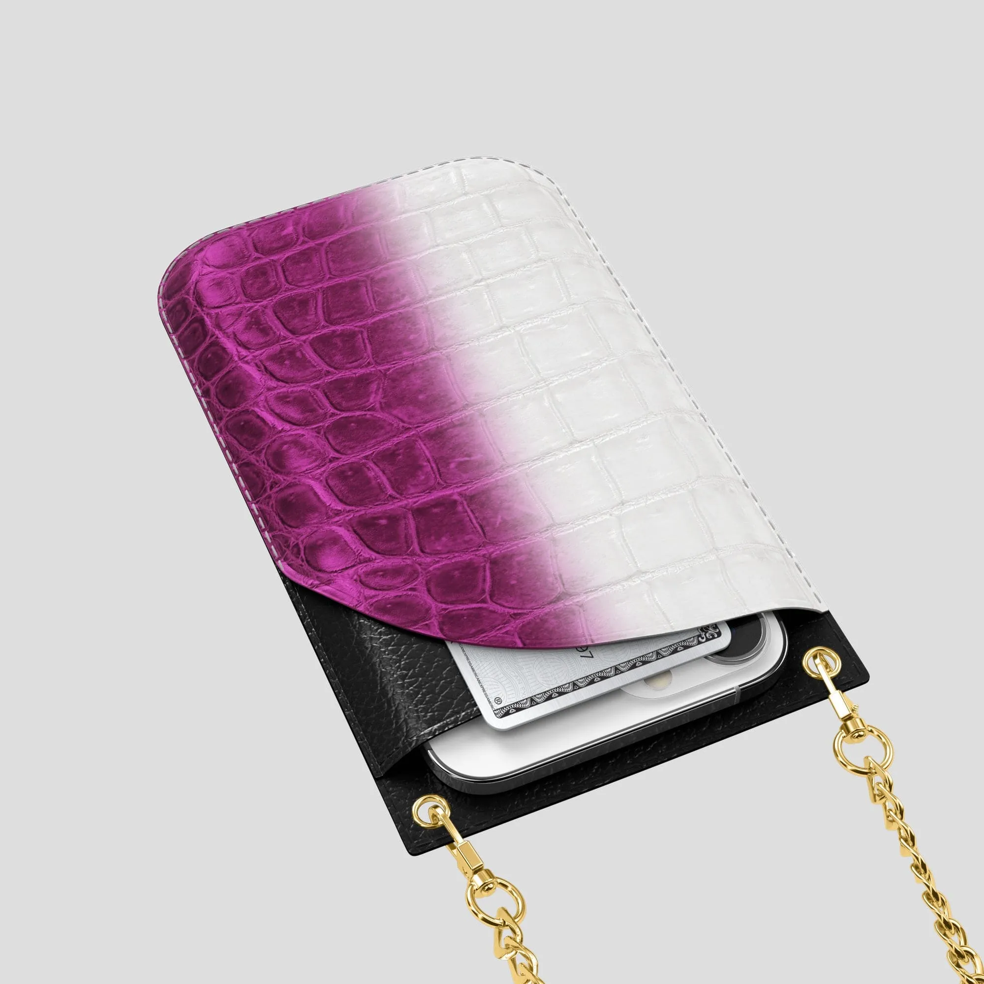 Crossbody Bag For iPhone 14 Pro Max In Himalayan Crocodile