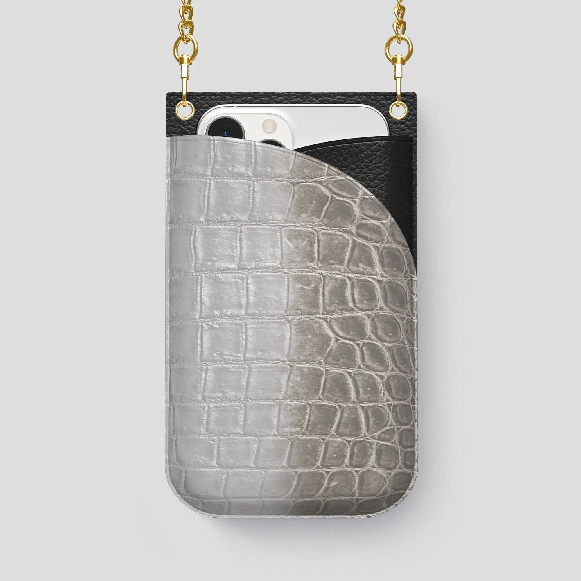 Crossbody Bag For iPhone 14 Pro Max In Himalayan Crocodile