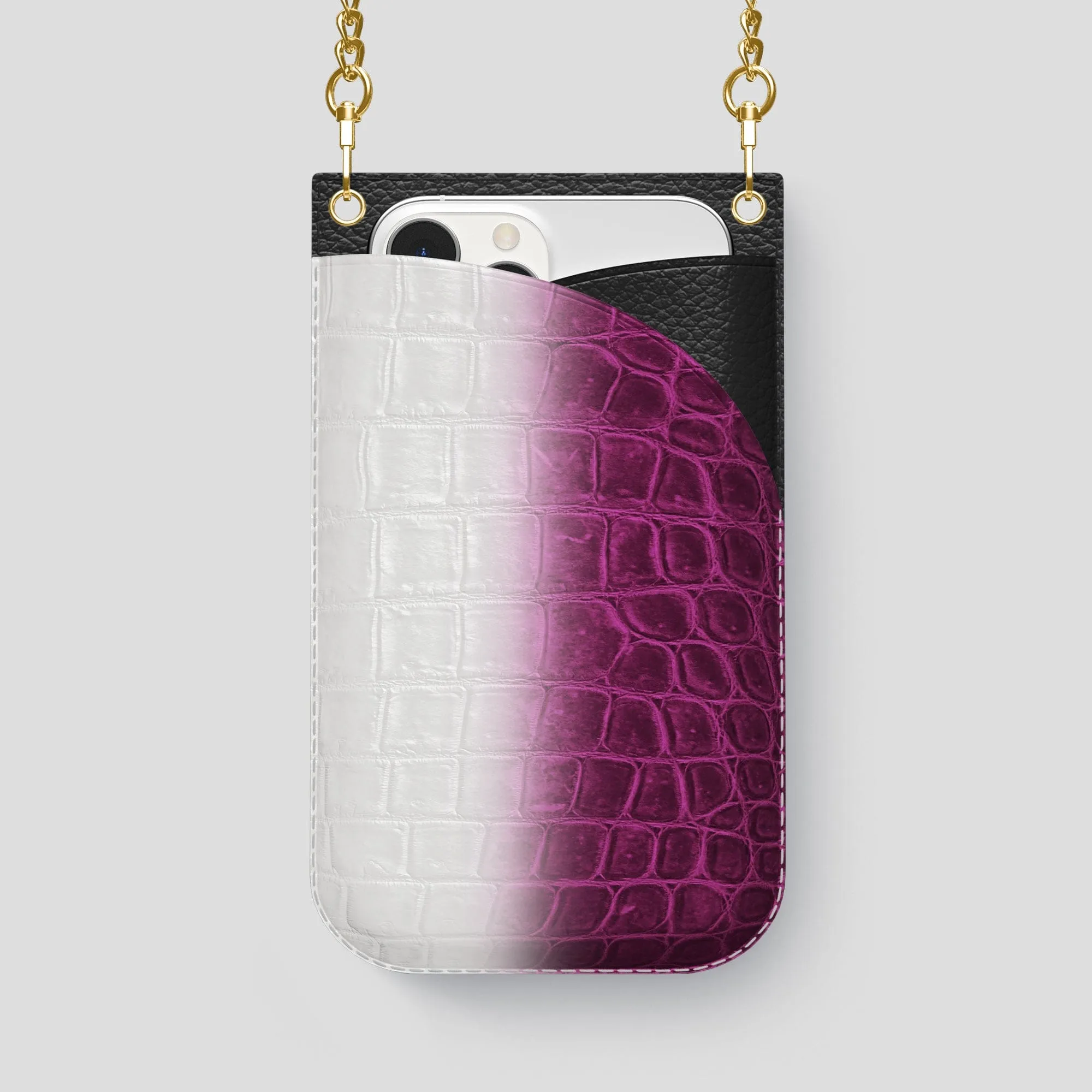 Crossbody Bag For iPhone 14 Pro Max In Himalayan Crocodile