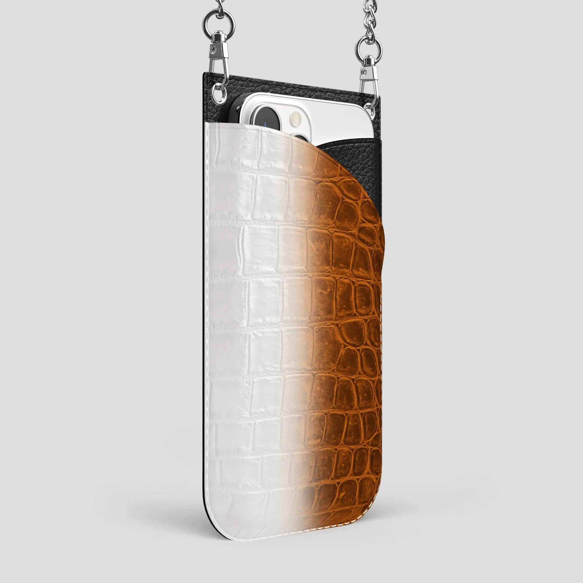 Crossbody Bag For iPhone 14 Pro Max In Himalayan Crocodile