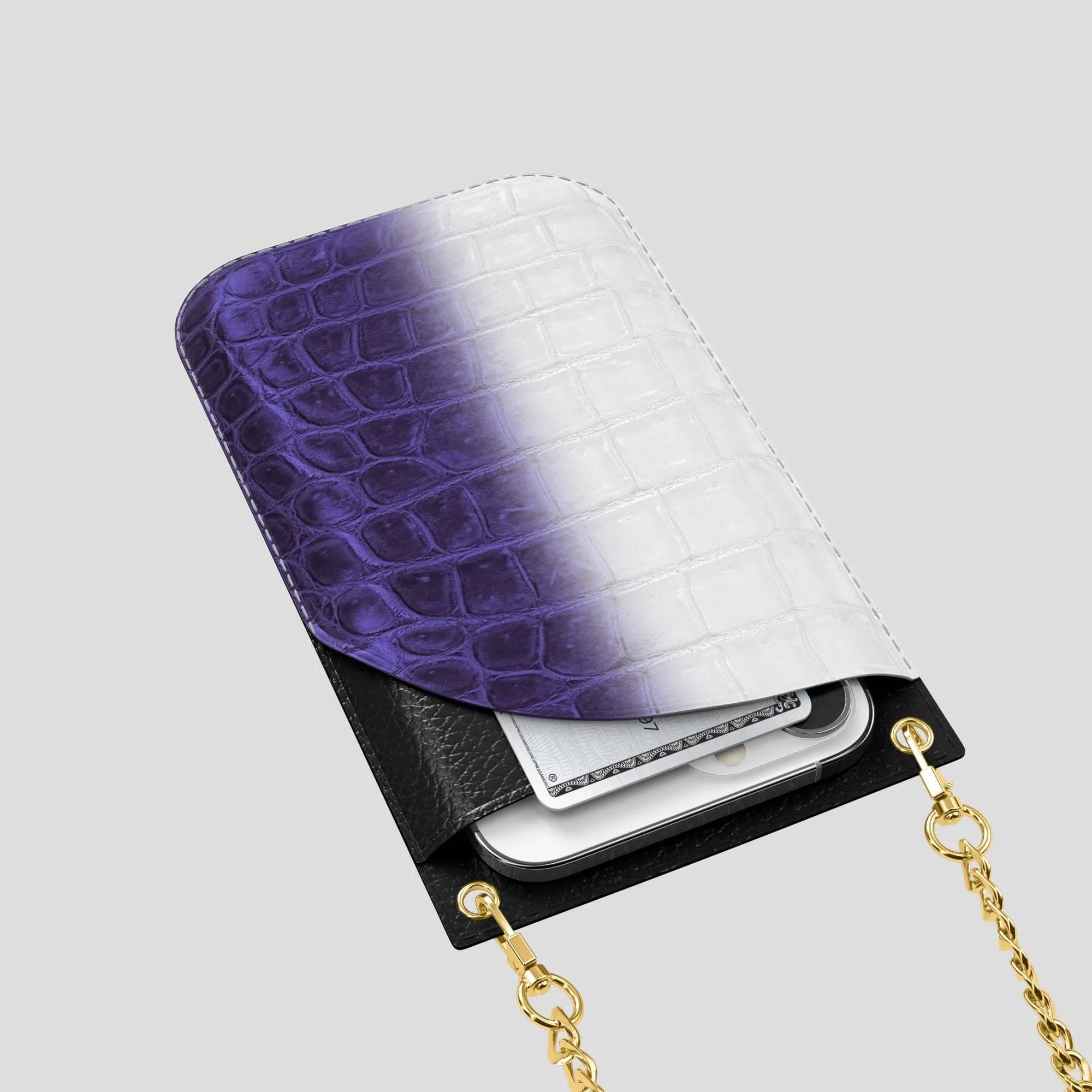 Crossbody Bag For iPhone 14 Pro Max In Himalayan Crocodile