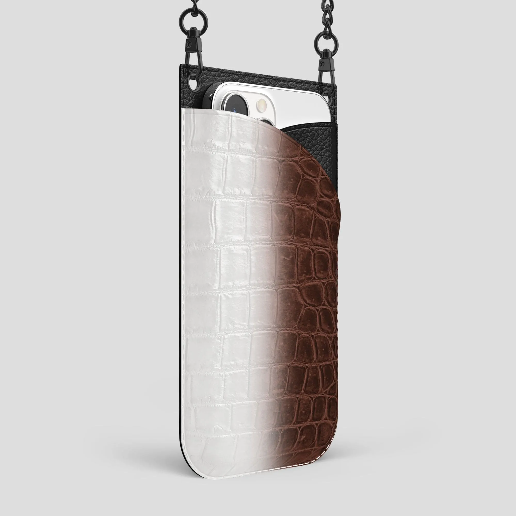 Crossbody Bag For iPhone 14 Pro Max In Himalayan Crocodile