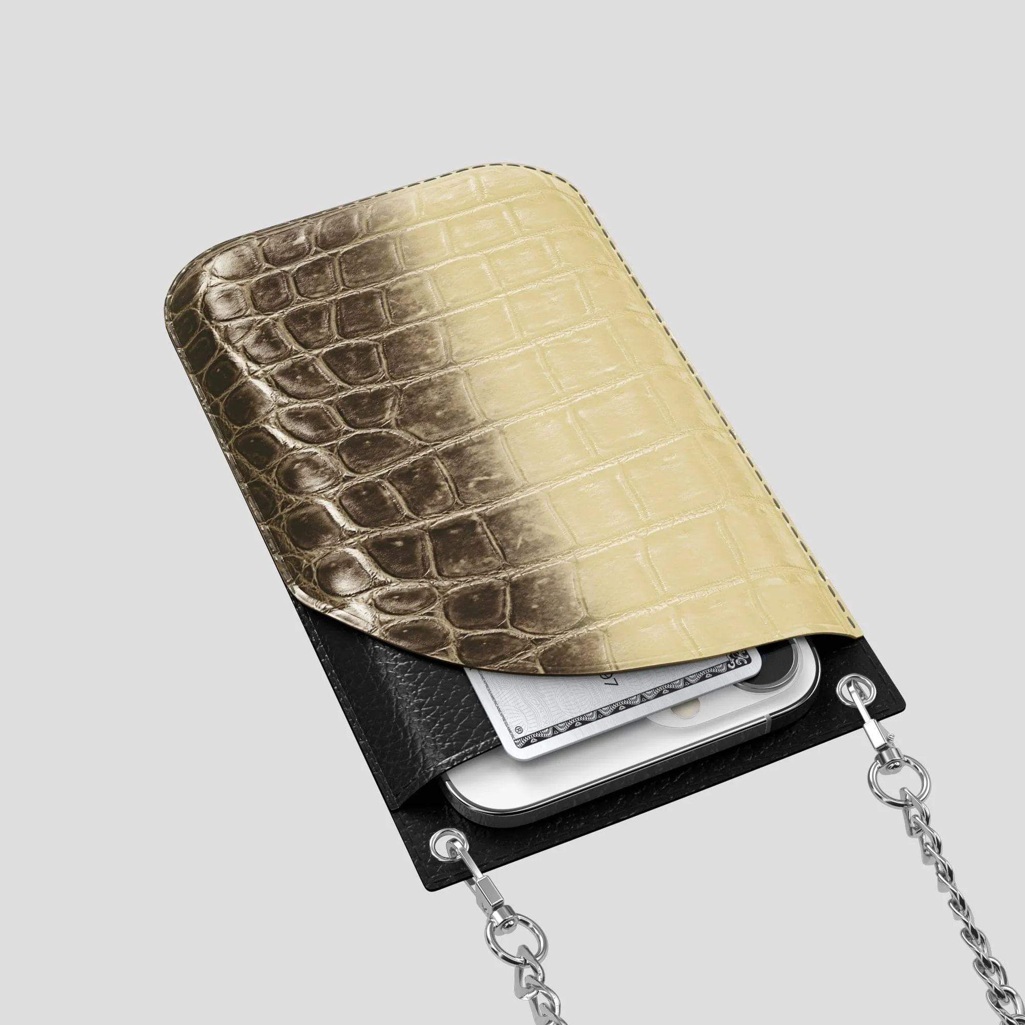 Crossbody Bag For iPhone 14 Pro Max In Himalayan Crocodile