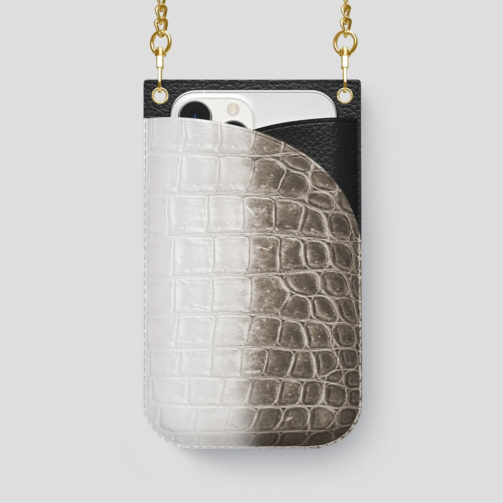 Crossbody Bag For iPhone 14 Pro Max In Himalayan Crocodile