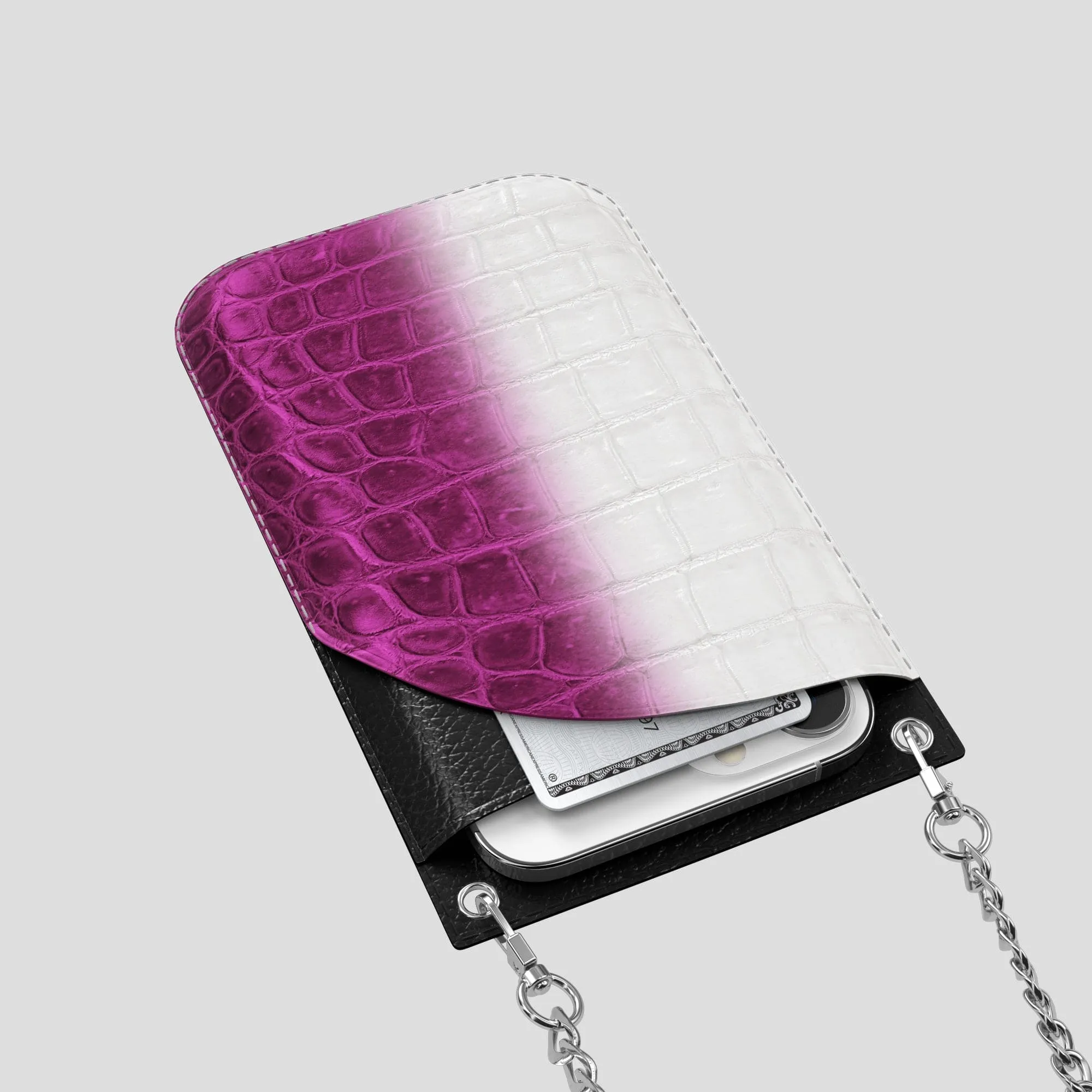 Crossbody Bag For iPhone 14 Pro Max In Himalayan Crocodile