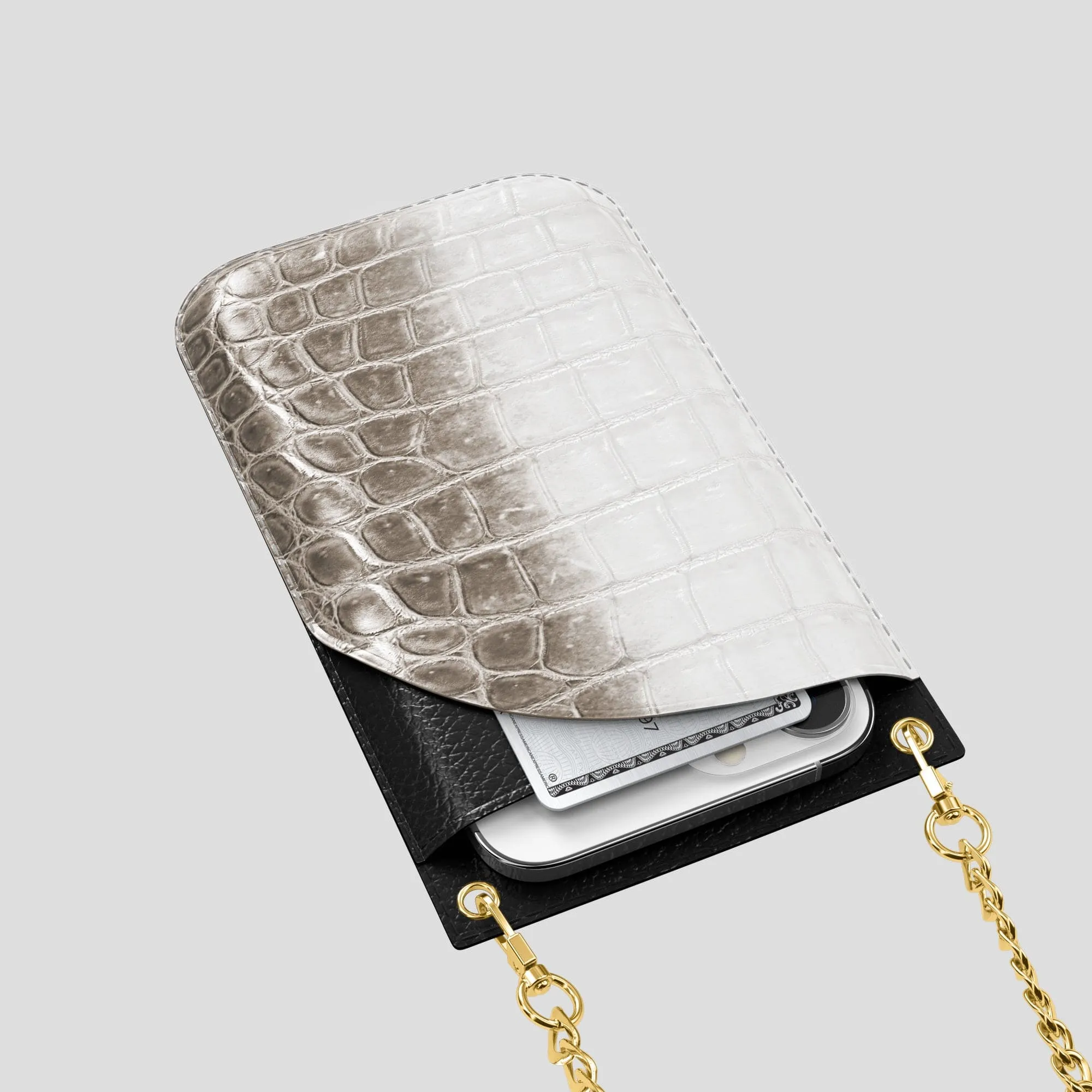 Crossbody Bag For iPhone 14 Pro Max In Himalayan Crocodile