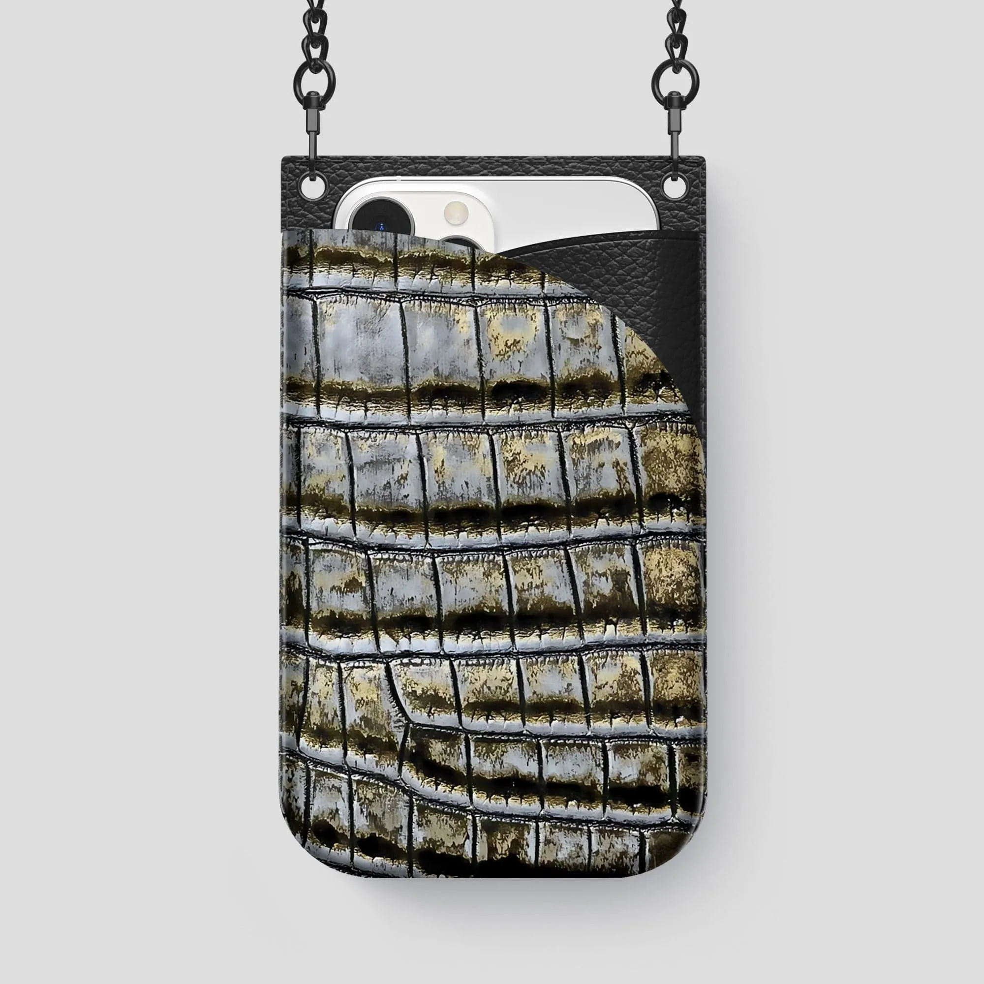 Crossbody Bag For iPhone 14 Pro Max In Himalayan Crocodile
