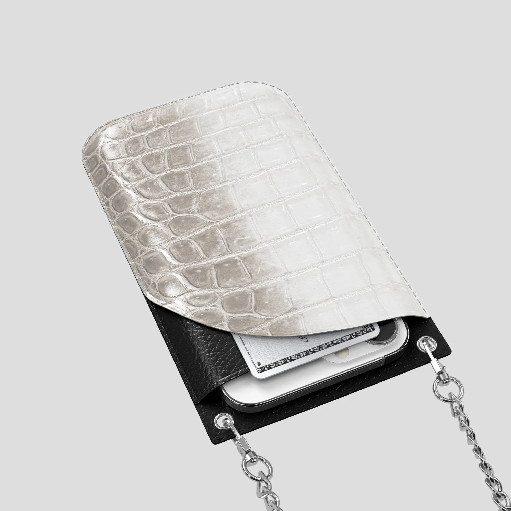 Crossbody Bag For iPhone 14 Pro Max In Himalayan Crocodile