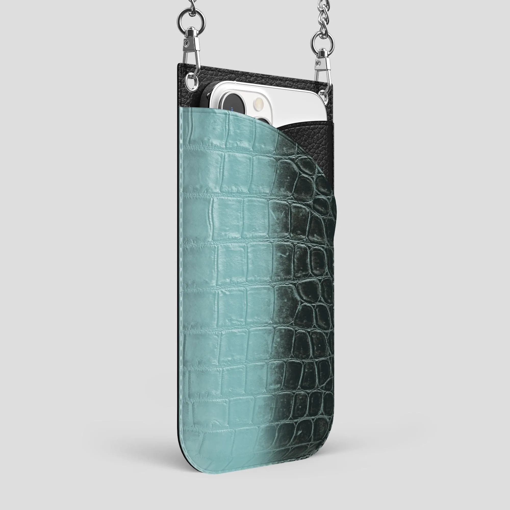 Crossbody Bag For iPhone 14 Pro Max In Himalayan Crocodile