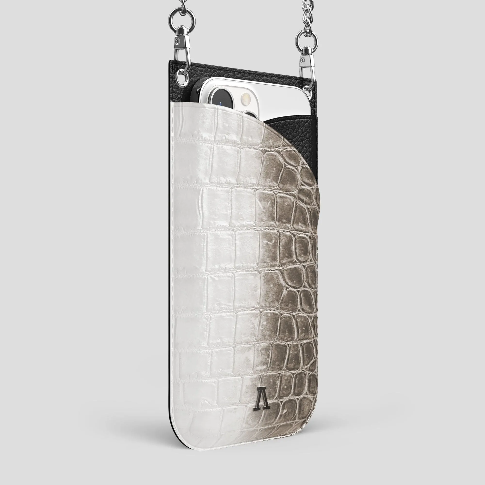 Crossbody Bag For iPhone 14 Pro Max In Himalayan Crocodile