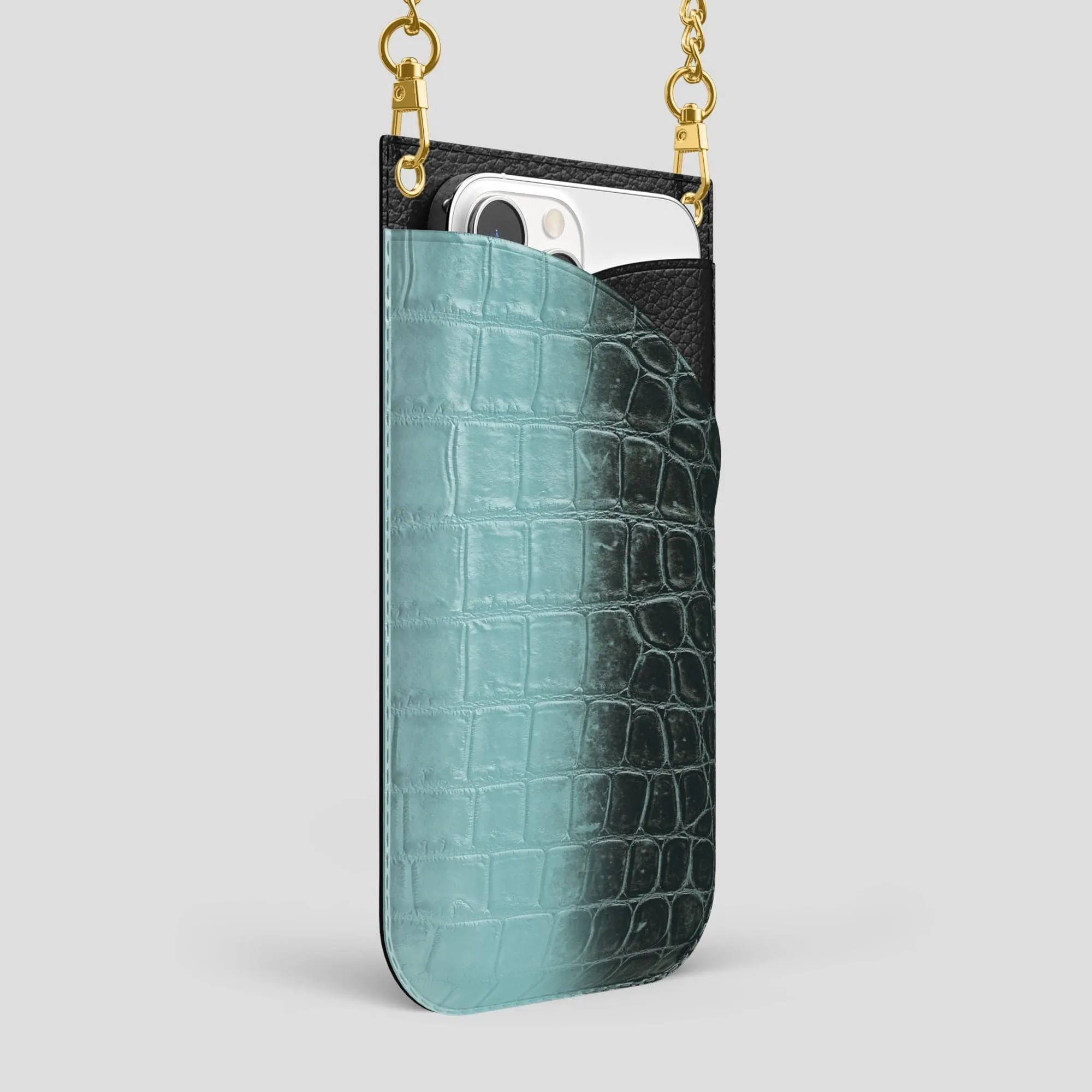 Crossbody Bag For iPhone 14 Pro Max In Himalayan Crocodile