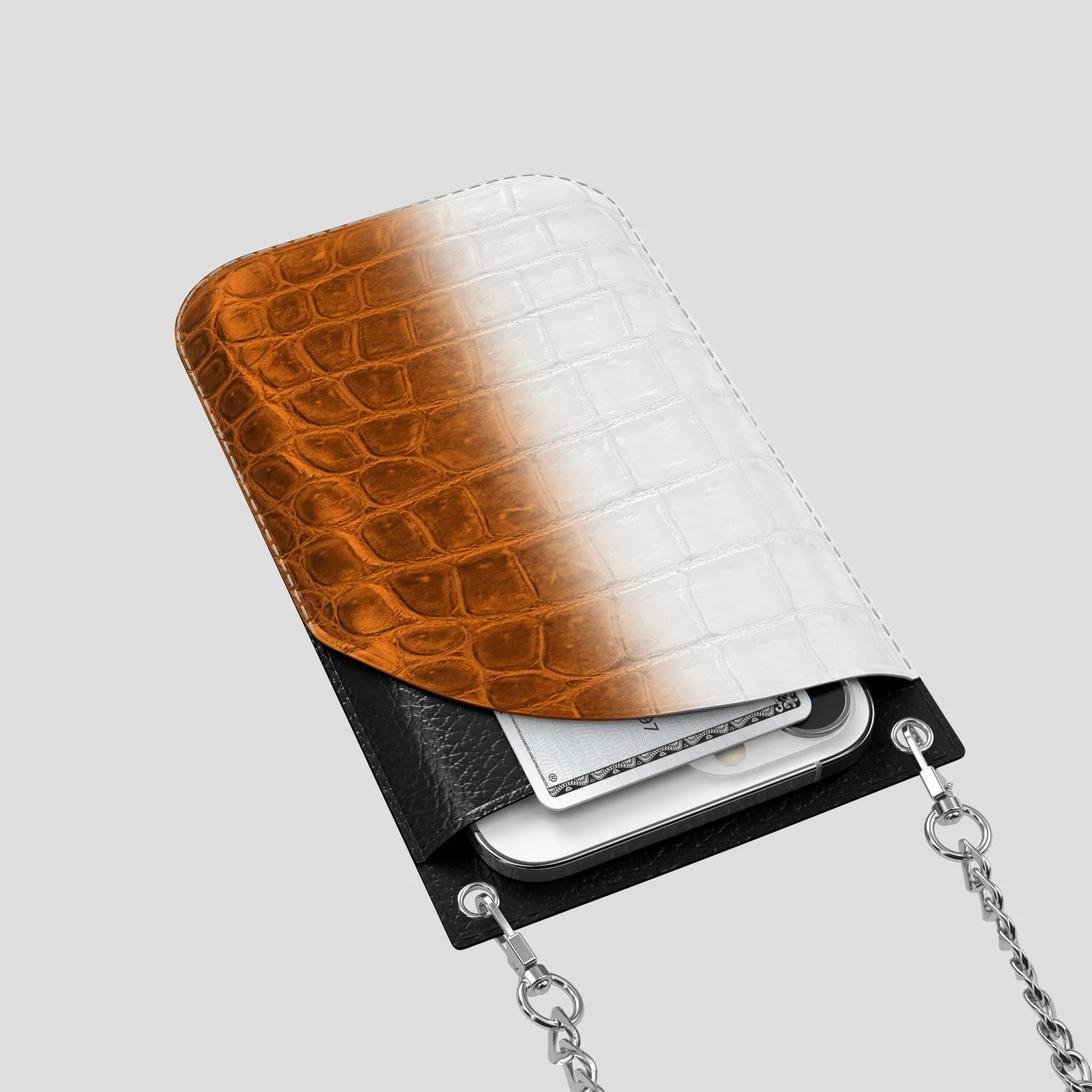Crossbody Bag For iPhone 14 Pro Max In Himalayan Crocodile