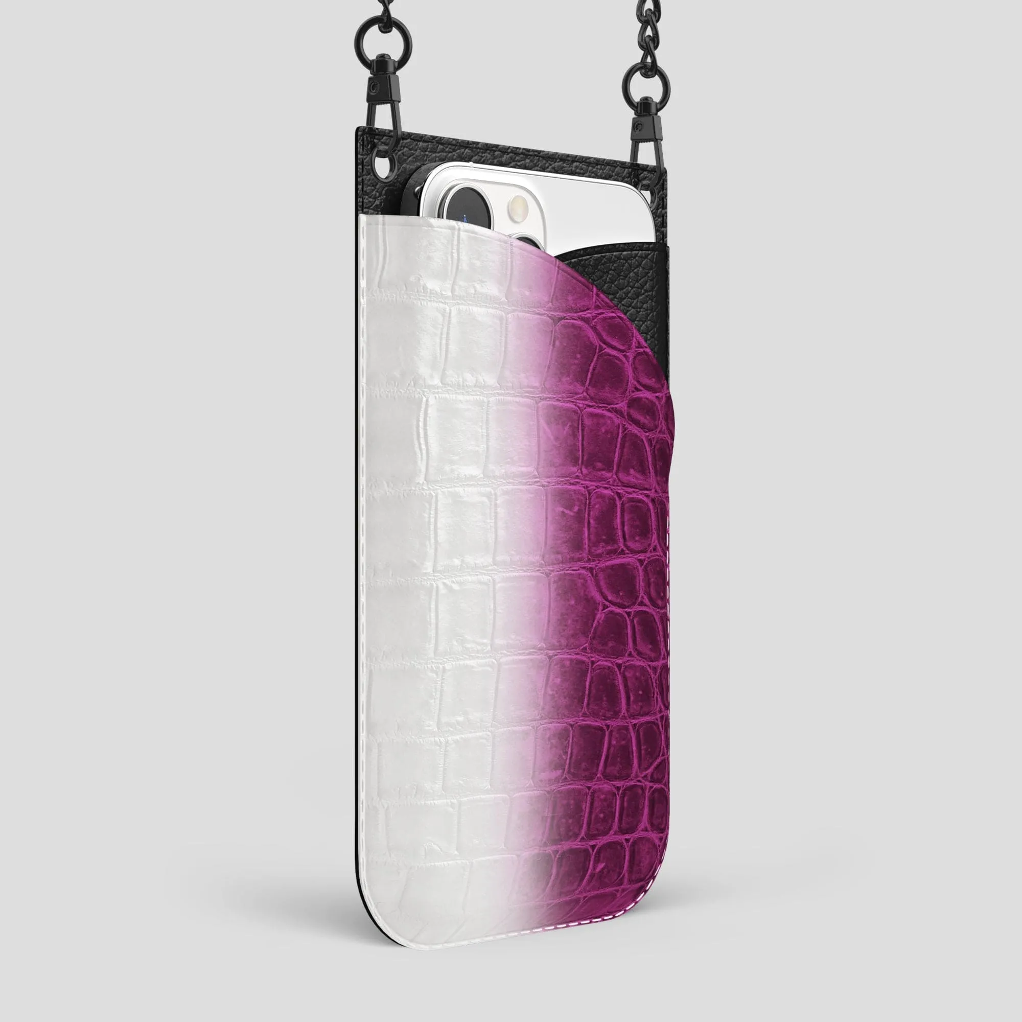 Crossbody Bag For iPhone 14 Pro Max In Himalayan Crocodile