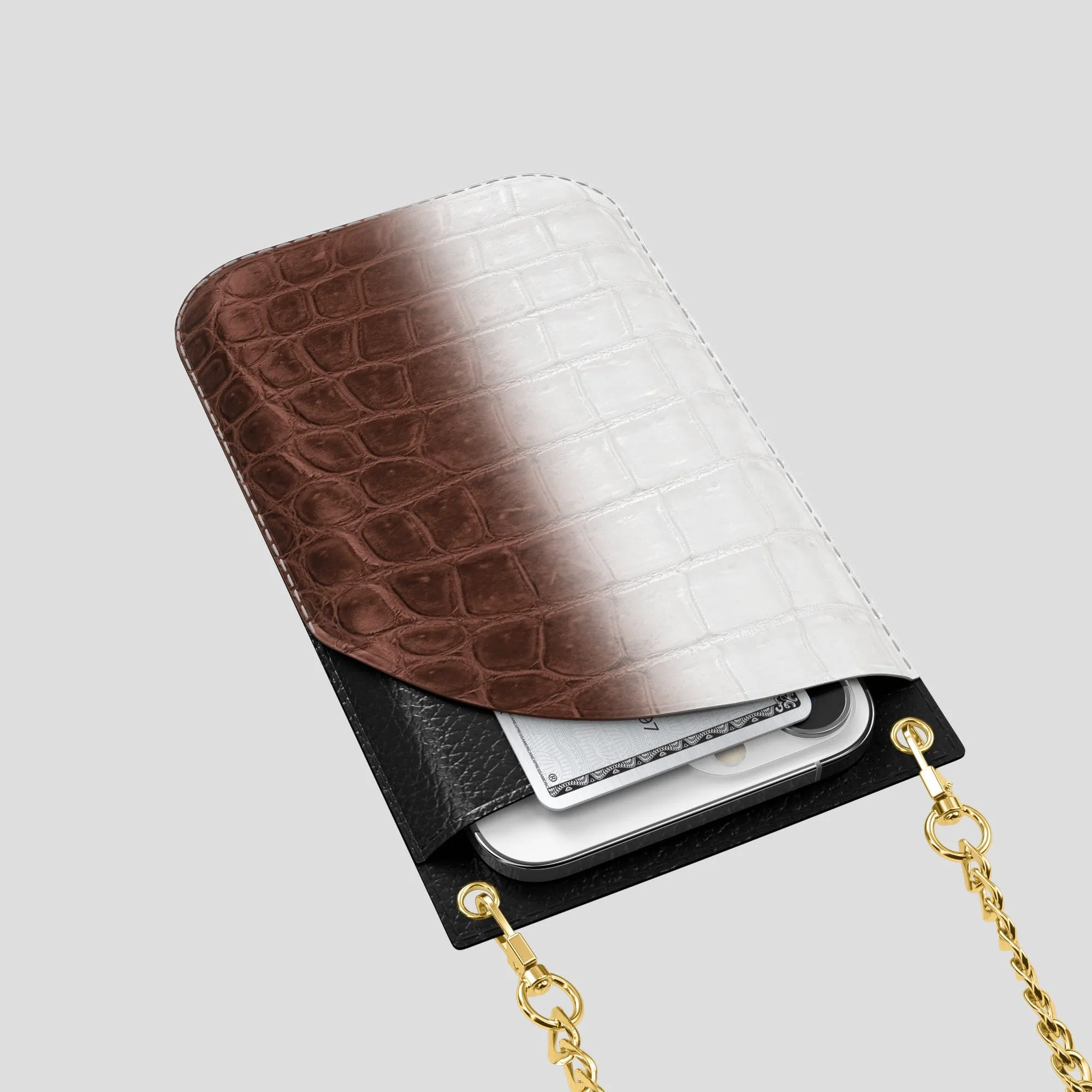Crossbody Bag For iPhone 14 Pro Max In Himalayan Crocodile